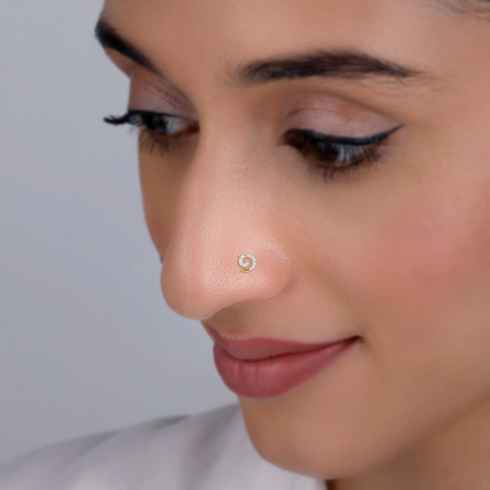 Gold Cirlia Lab Grown Diamond Nose Pin - Image 3