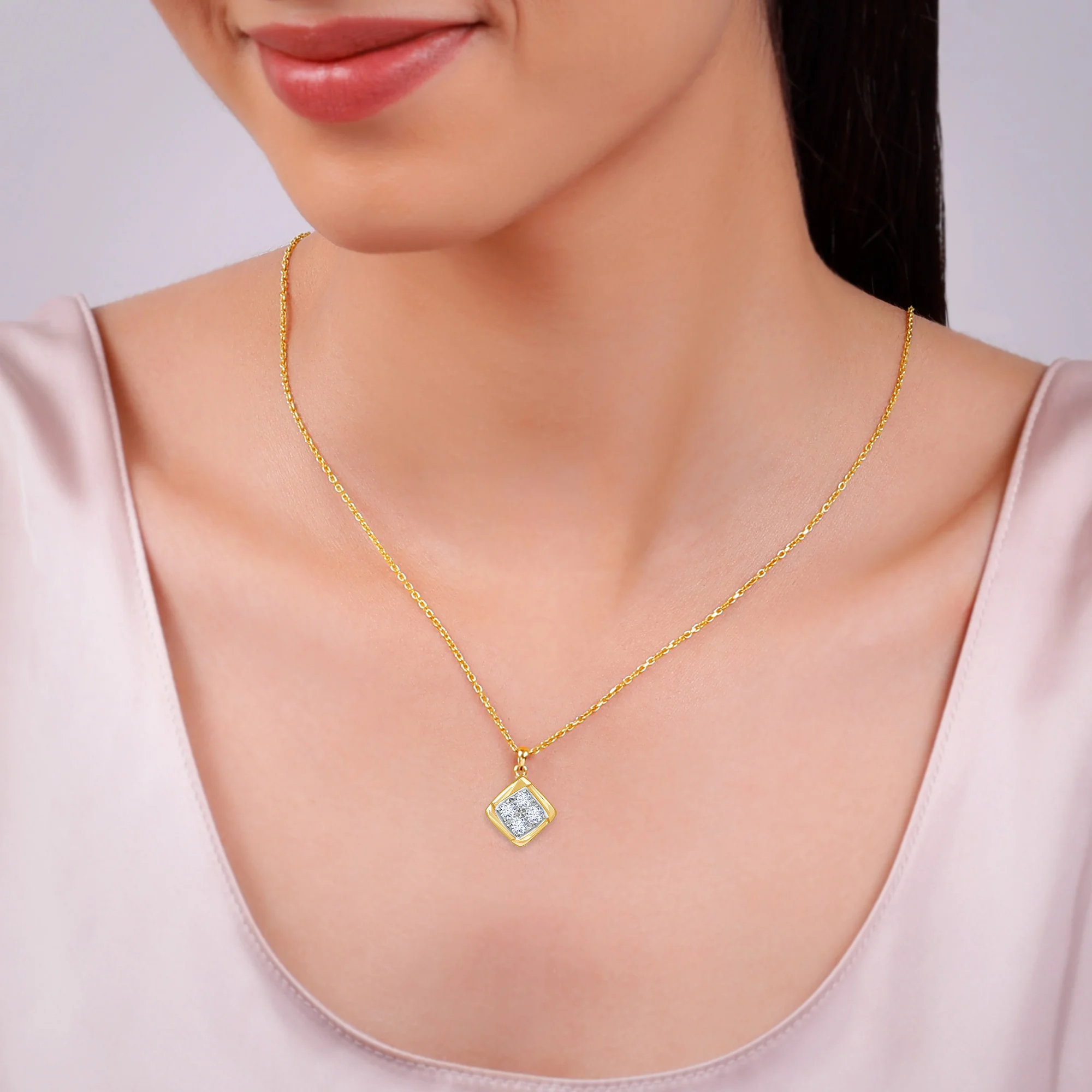 Gold Crystal Edge Lab Grown Diamond Pendant - Image 3