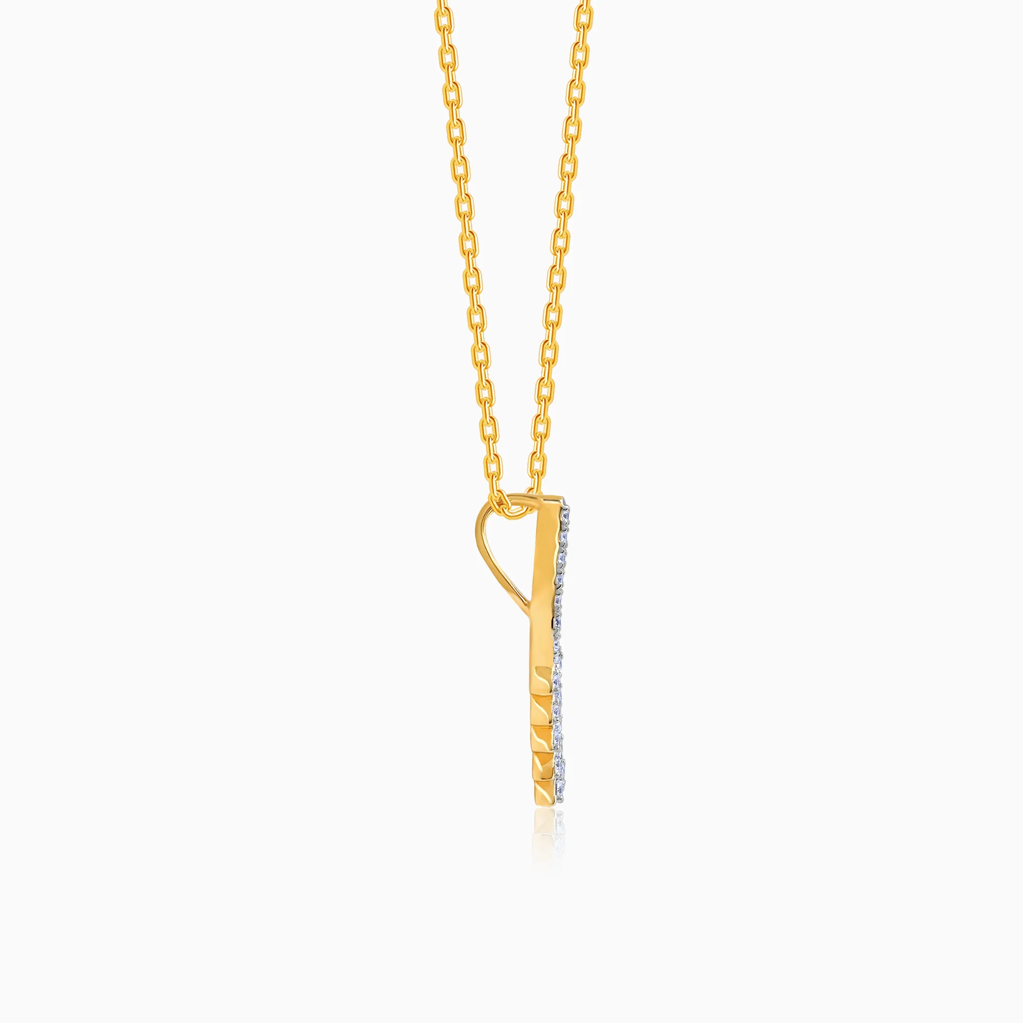Gold Curve Lab Grown Diamond Pendant - Image 5