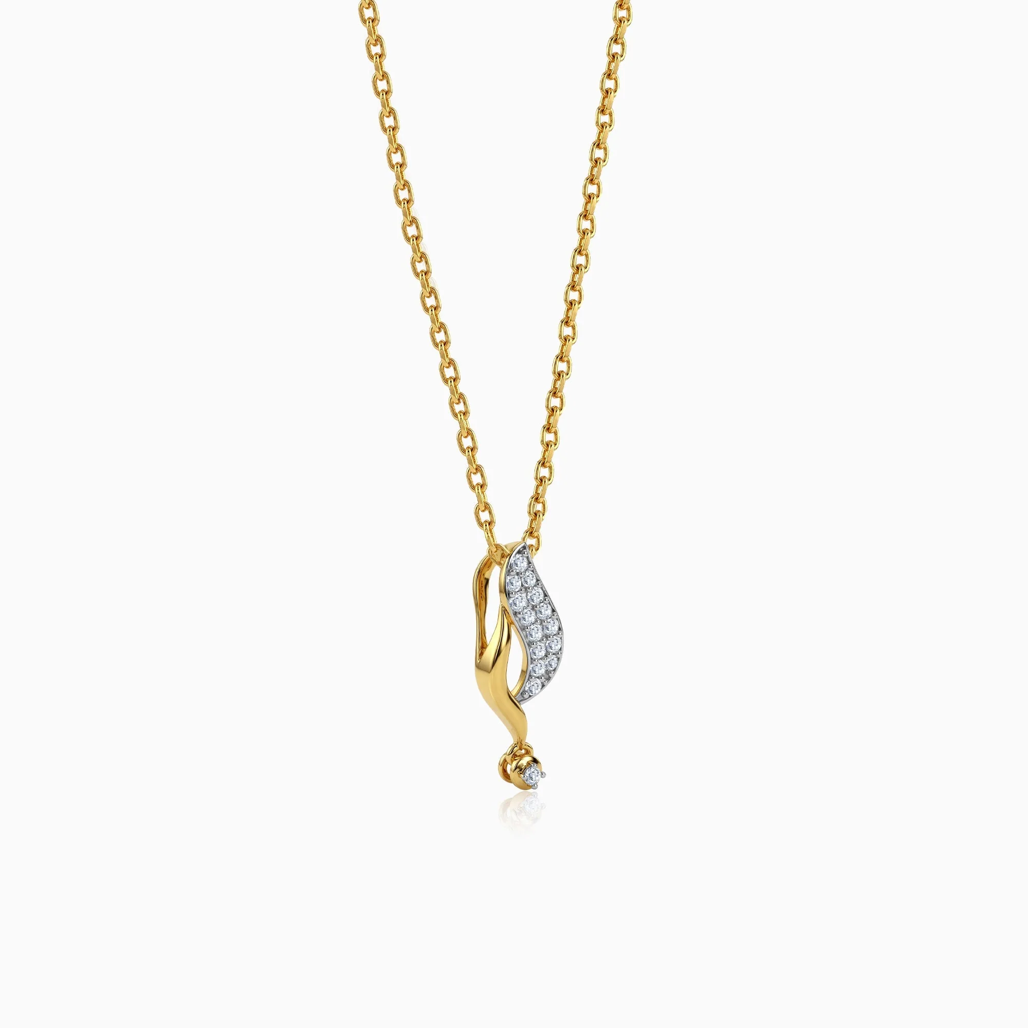 Gold Curvefall Lab Grown Diamond Pendant - Image 4