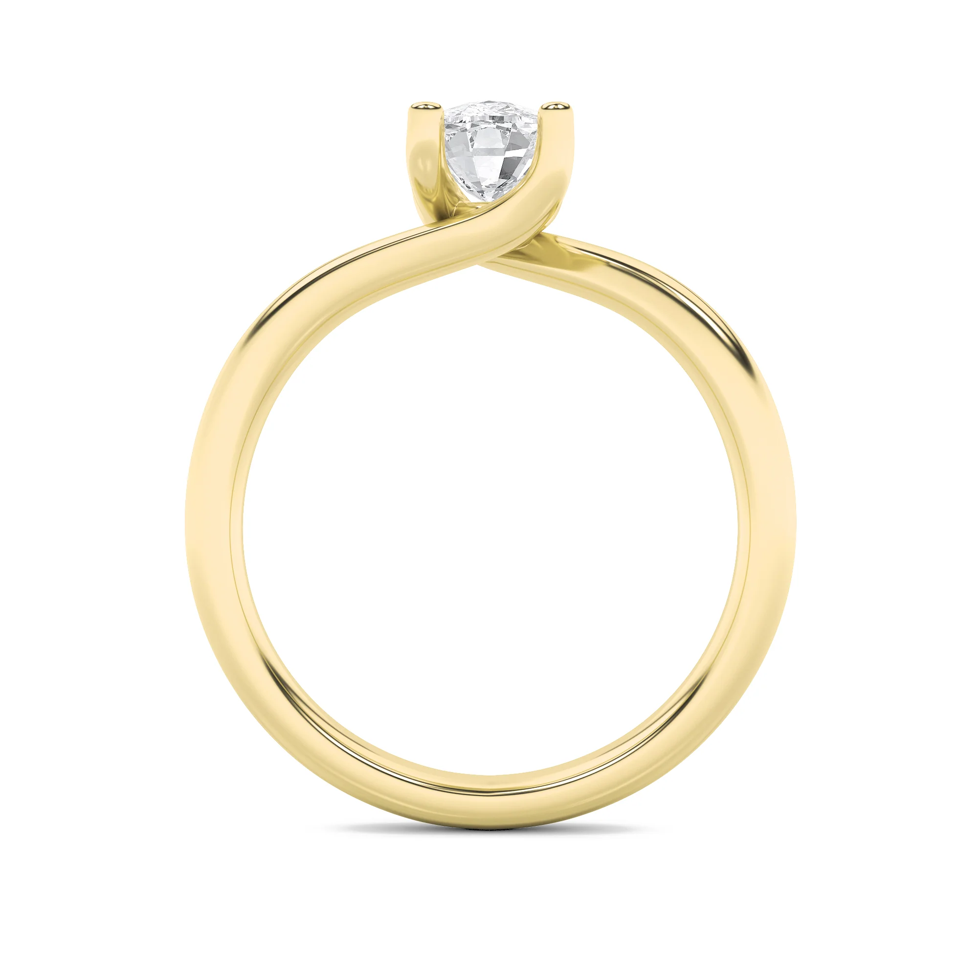 Gold Cushion Cut Solitaire Diamond Ring - Image 3