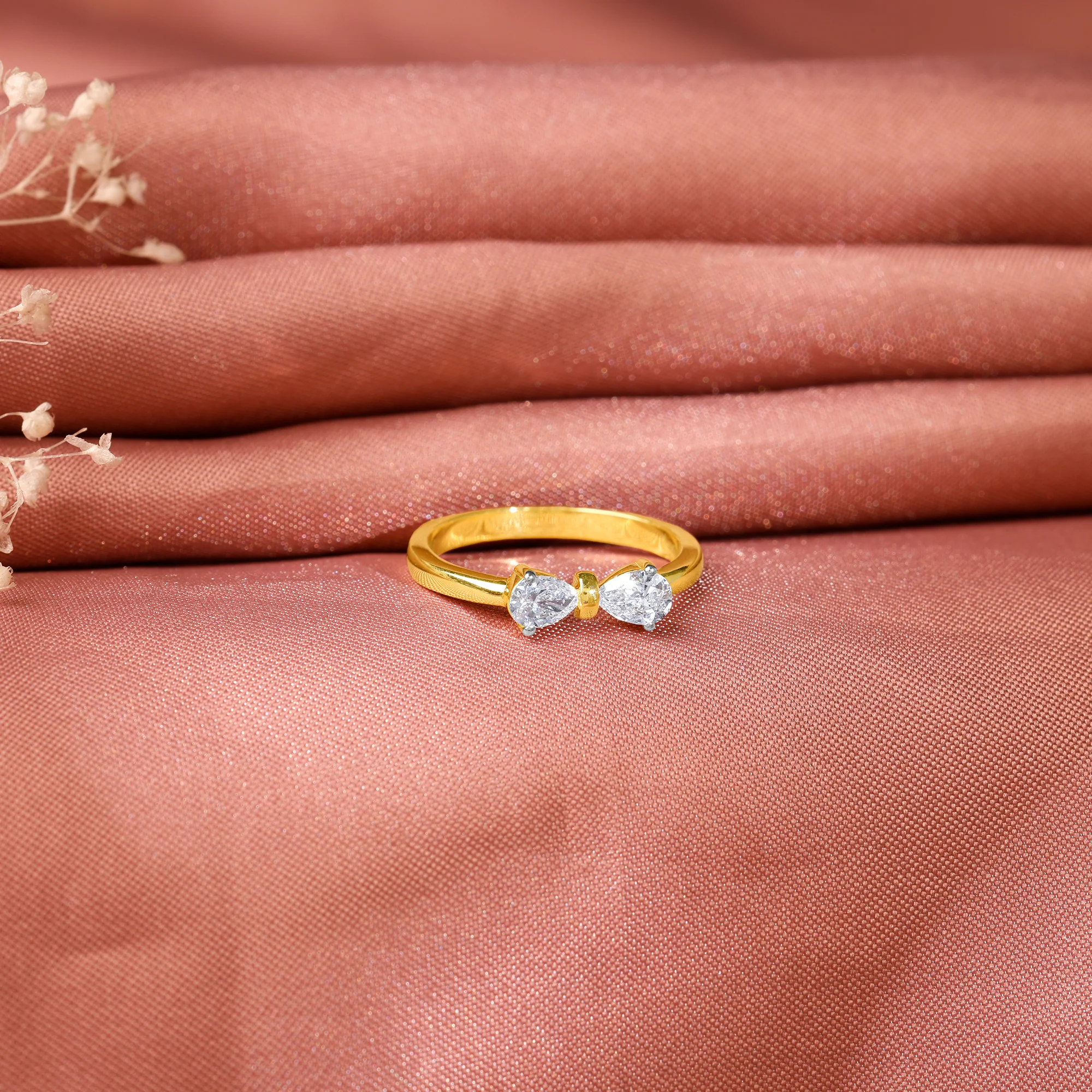 Gold Cute Bow Lab Grown Diamond Ring - Image 2