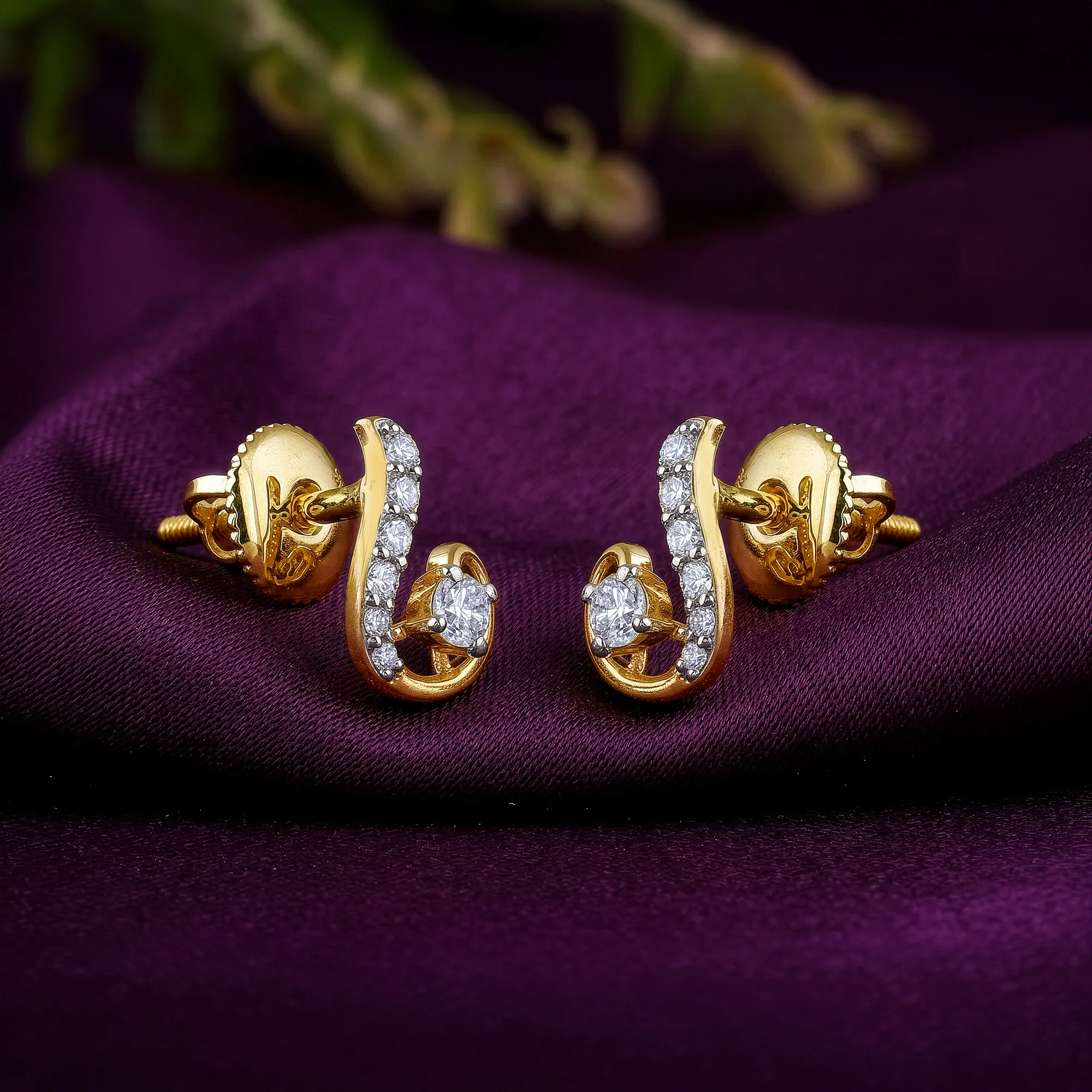 Gold Cute Shine Lab Grown Diamond Earrings - Image 2