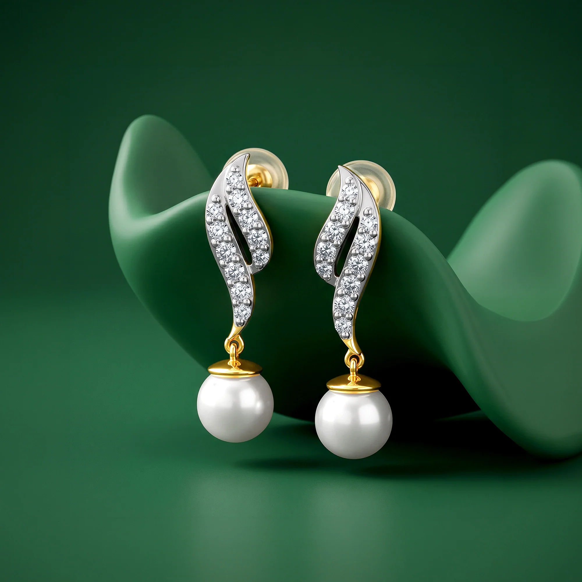 Gold Dalga Lab Grown Diamond Earrings - Image 2