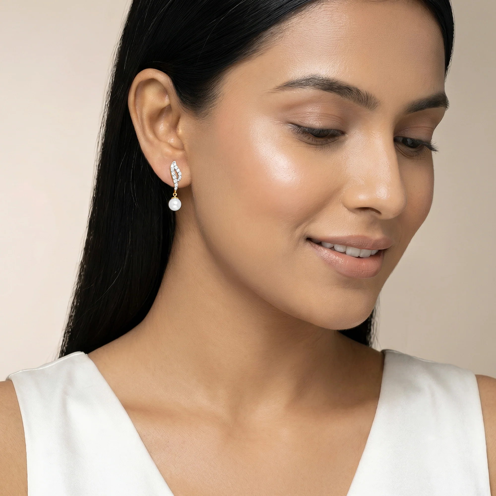 Gold Dalga Lab Grown Diamond Earrings - Image 3