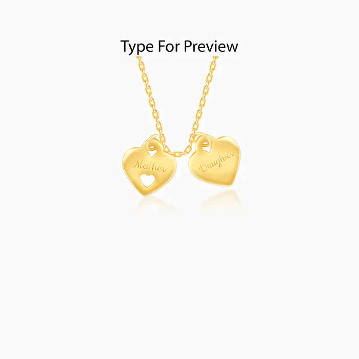 Golden Dual Heart Name Personalised Necklace