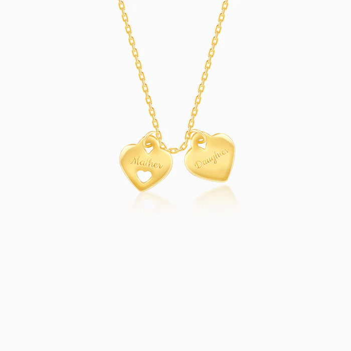 Golden Dual Heart Name Personalised Necklace - Image 2