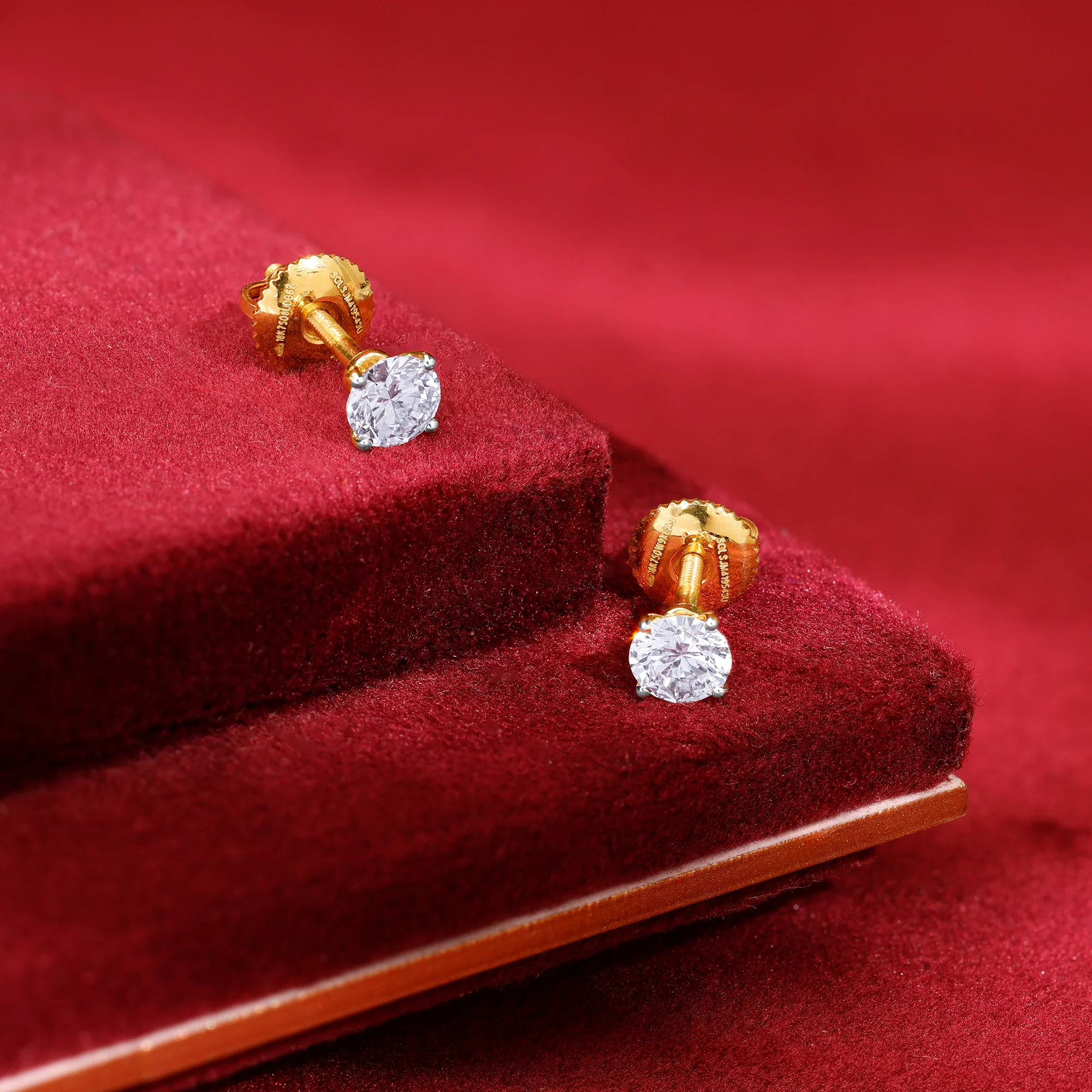 Gold Eternal Spark Solitaire Lab Grown Diamond Studs - Image 2