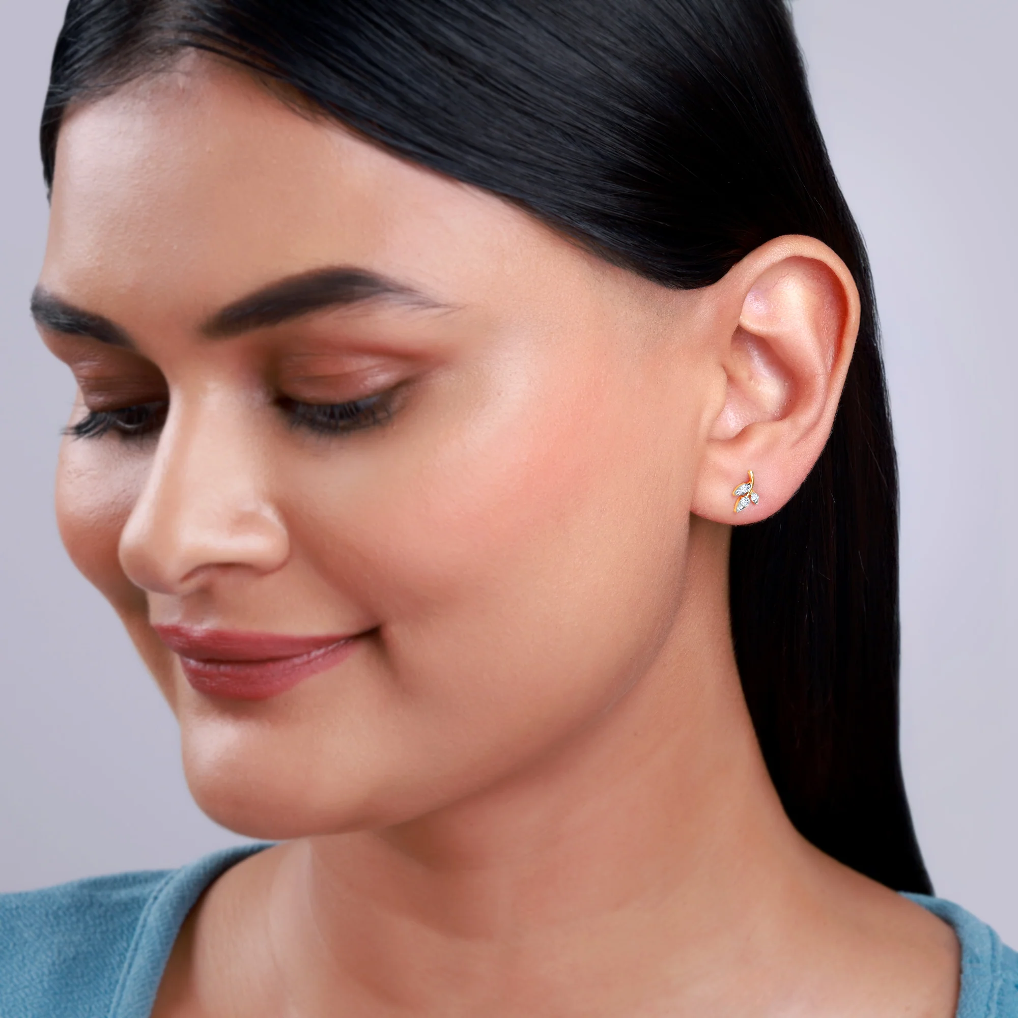 Gold Eternal Vine Lab Grown Diamond Earrings - Image 3