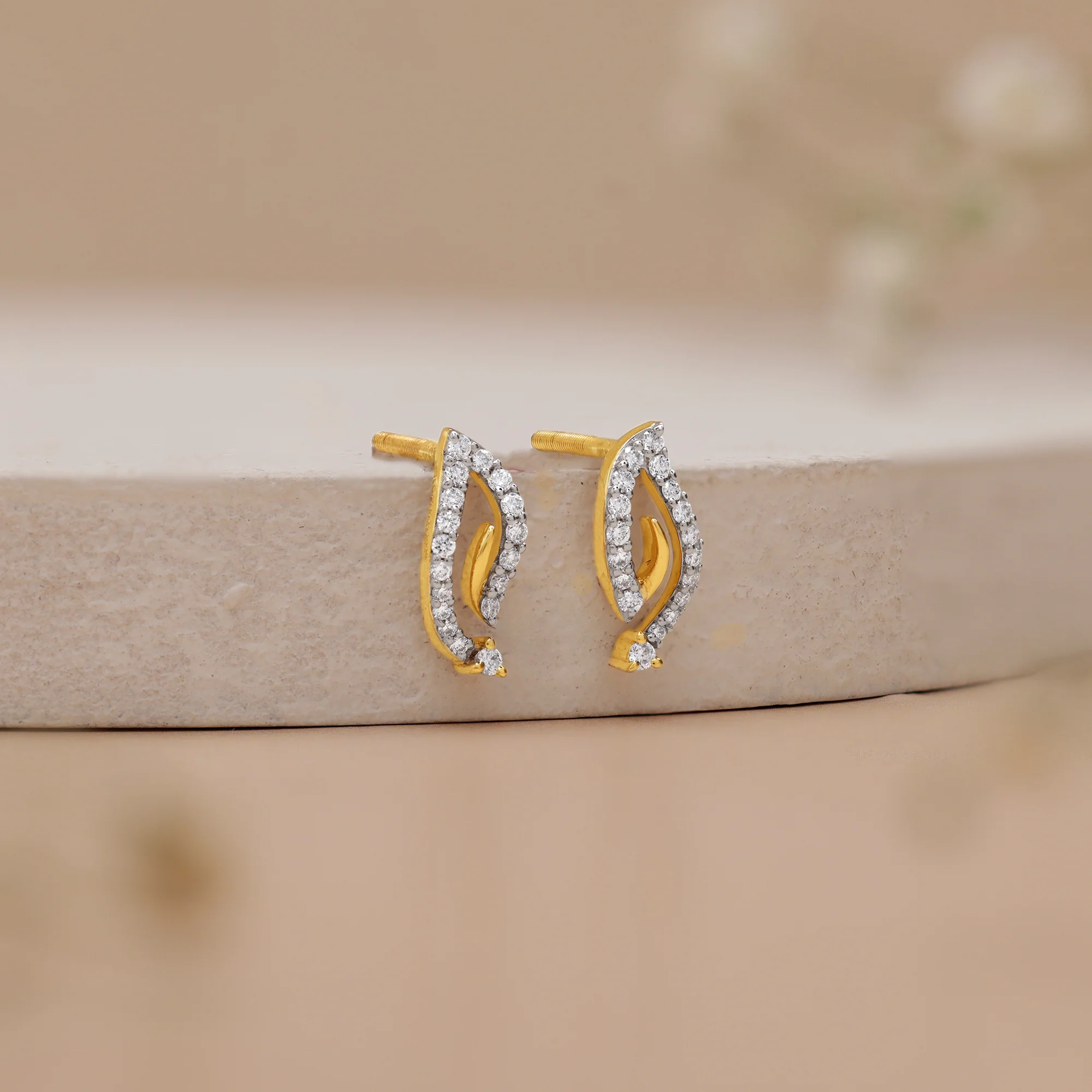 Gold Eternal Wave Lab Grown Diamond Earrings - Image 2