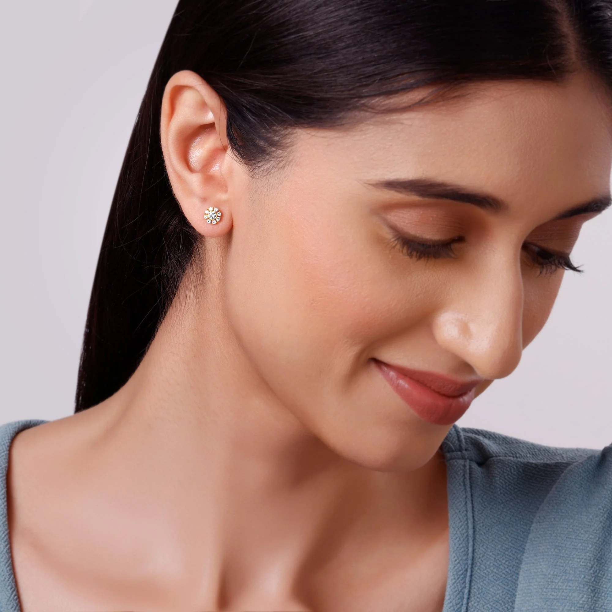 Gold Favourite Bloom Lab Grown Diamond Studs - Image 3