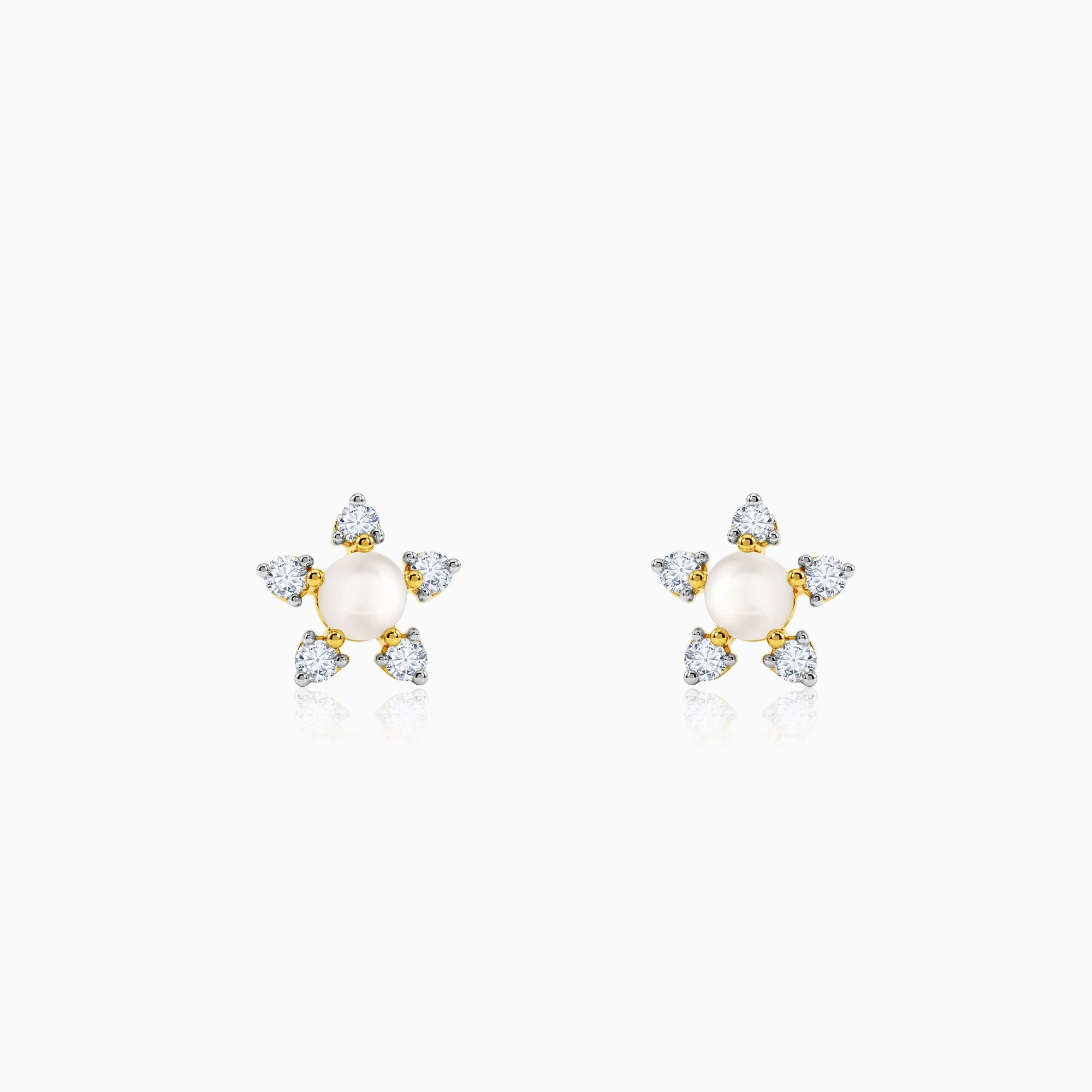 Gold Flor Lab Grown Diamond Earrings