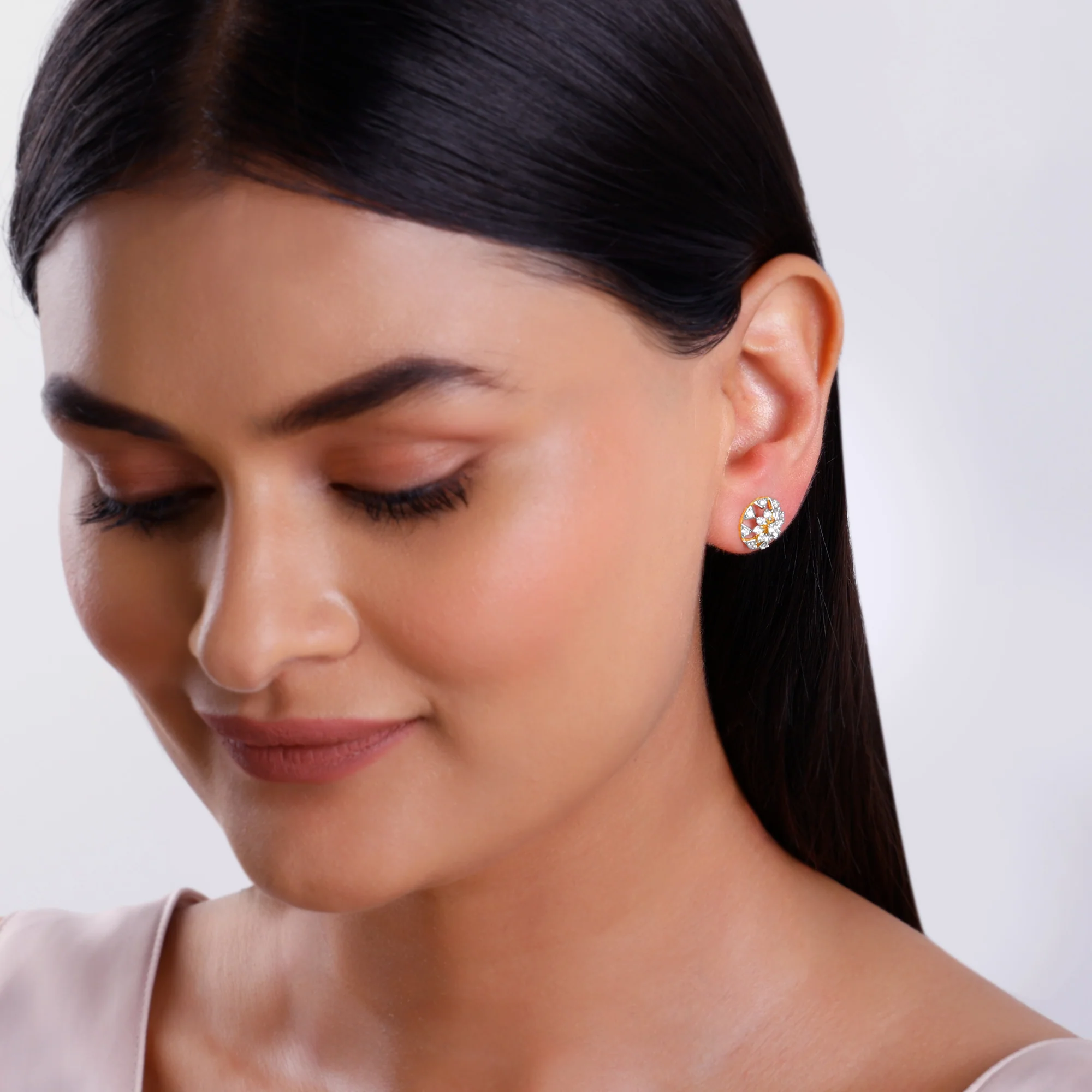 Gold Floral Aroha Lab Grown Diamond Studs - Image 3