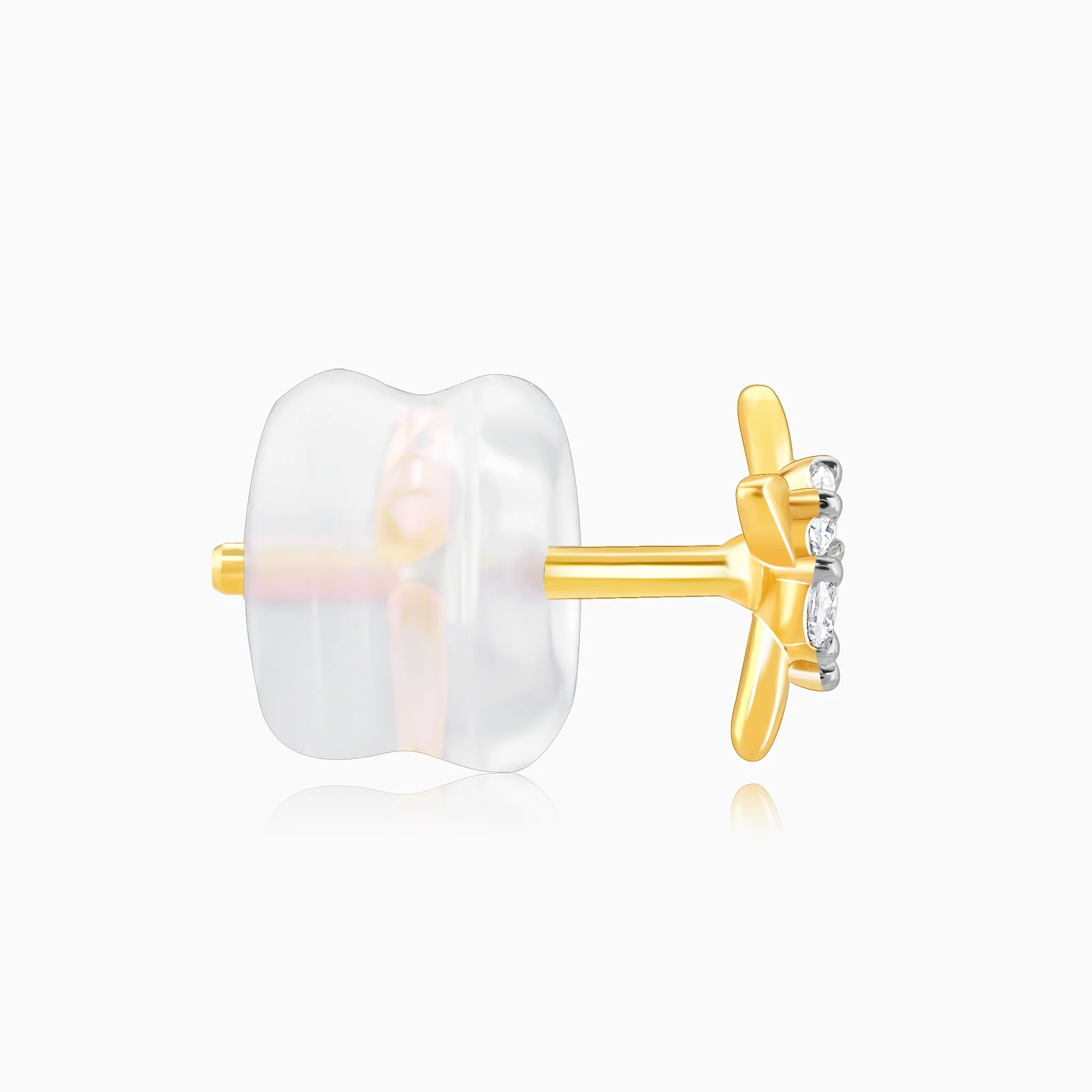 Gold Floral Beauty Diamond Stud Earrings - Image 5