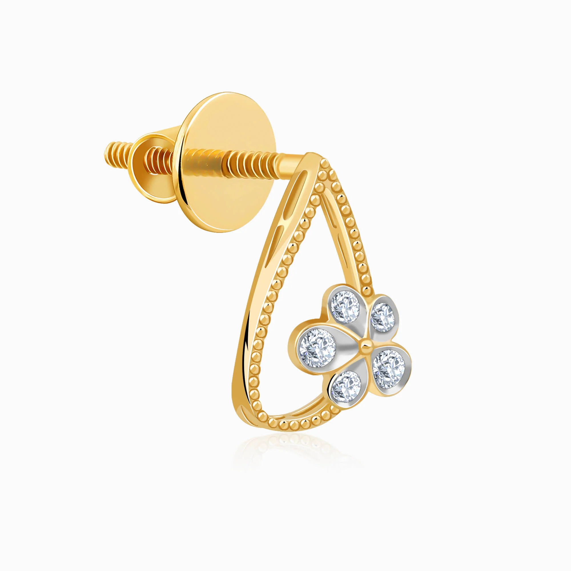 Gold Floral Bloom Lab Grown Diamond Earrings - Image 4