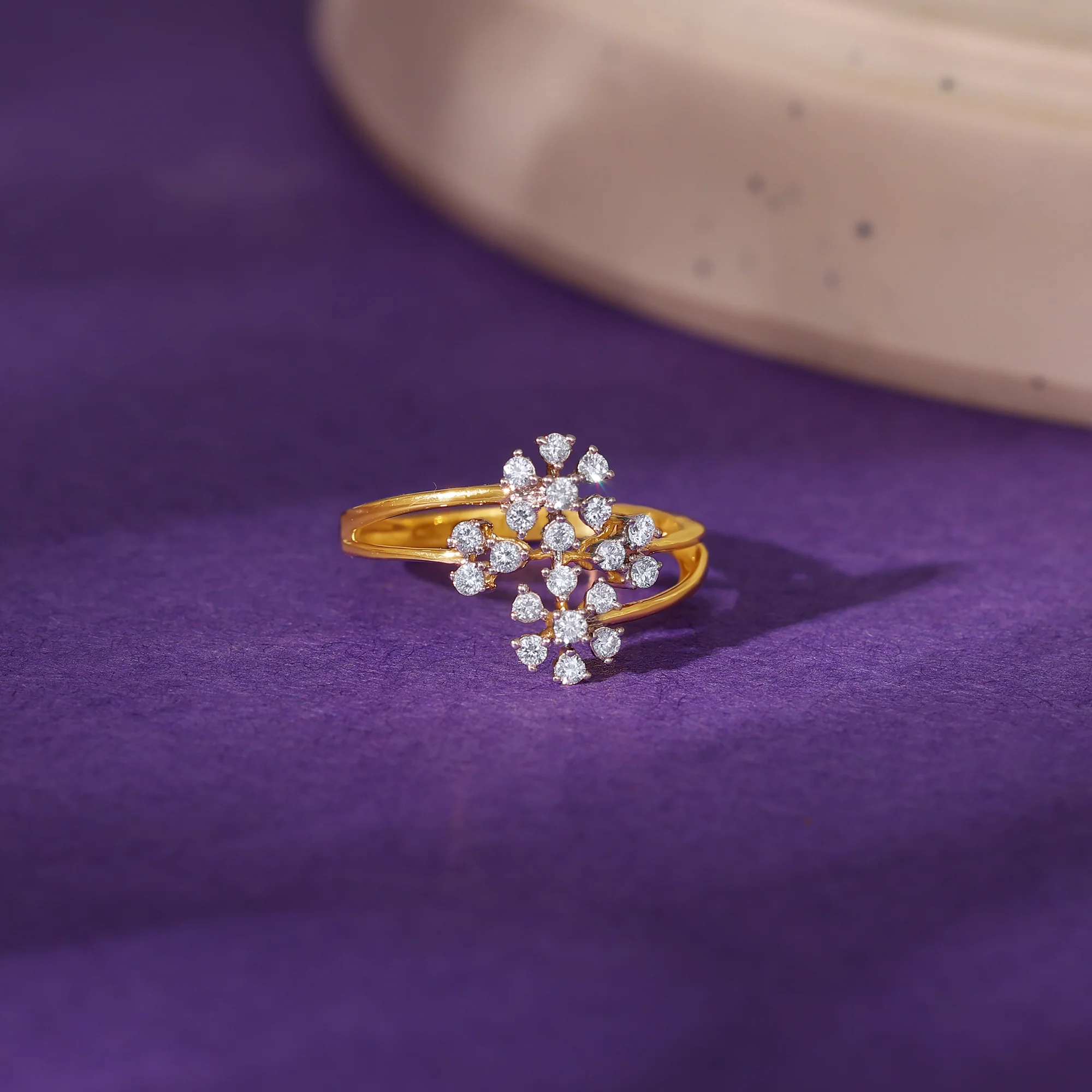Gold Floral Bouquet Diamond Ring - Image 2