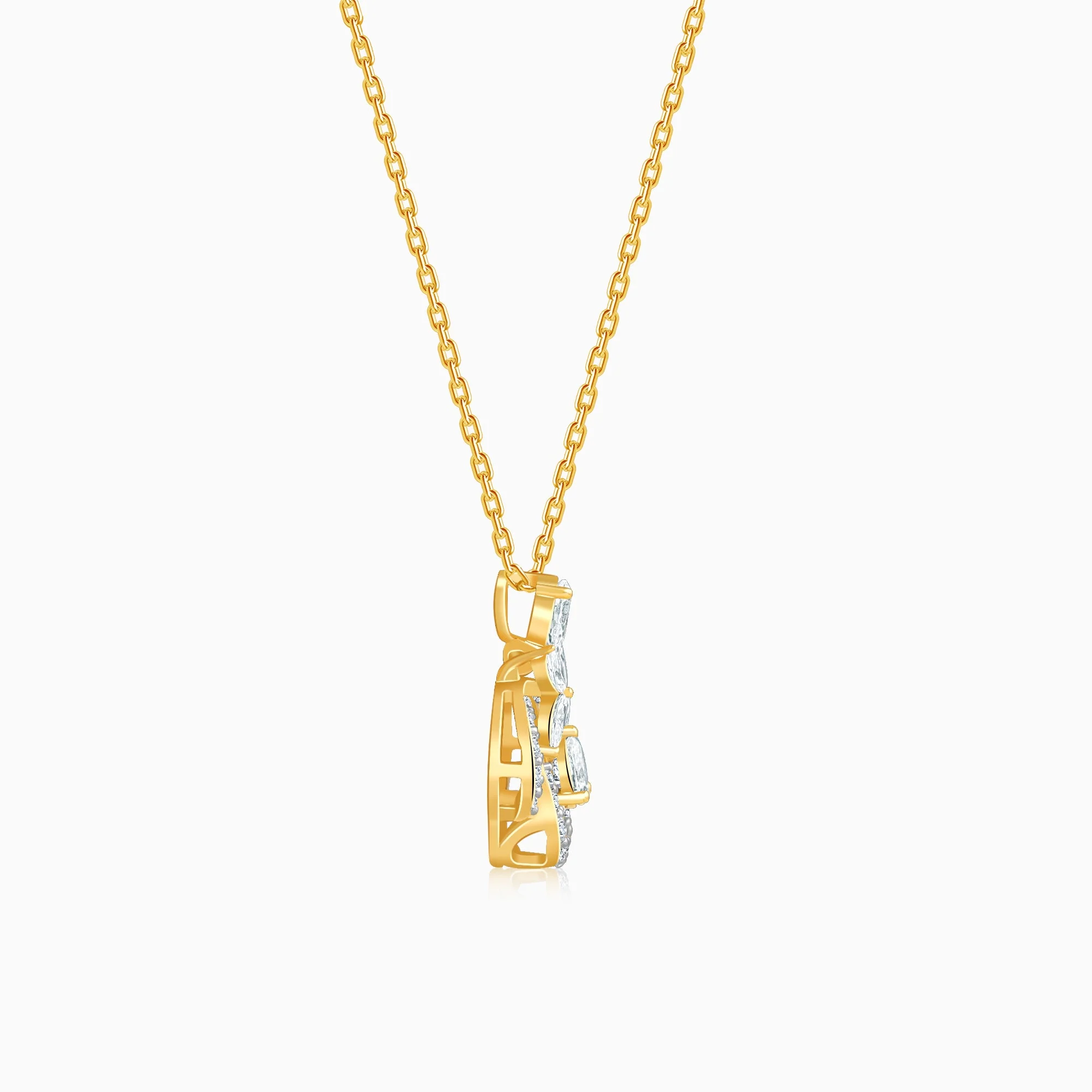 Gold Floral Cluster Lab Grown Diamond Necklace - Image 5