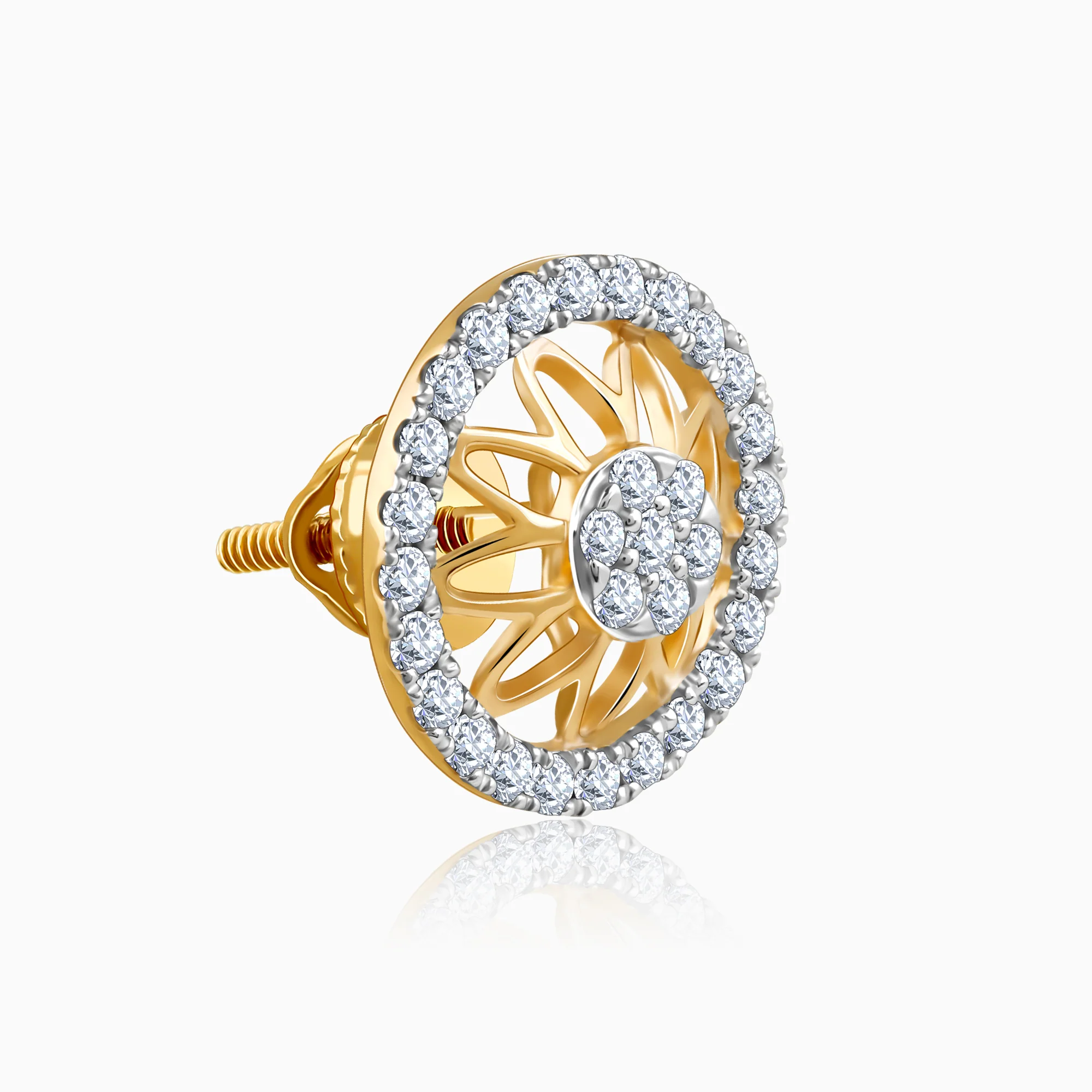 Gold Floral Fiona Lab Grown Diamond Earrings - Image 4