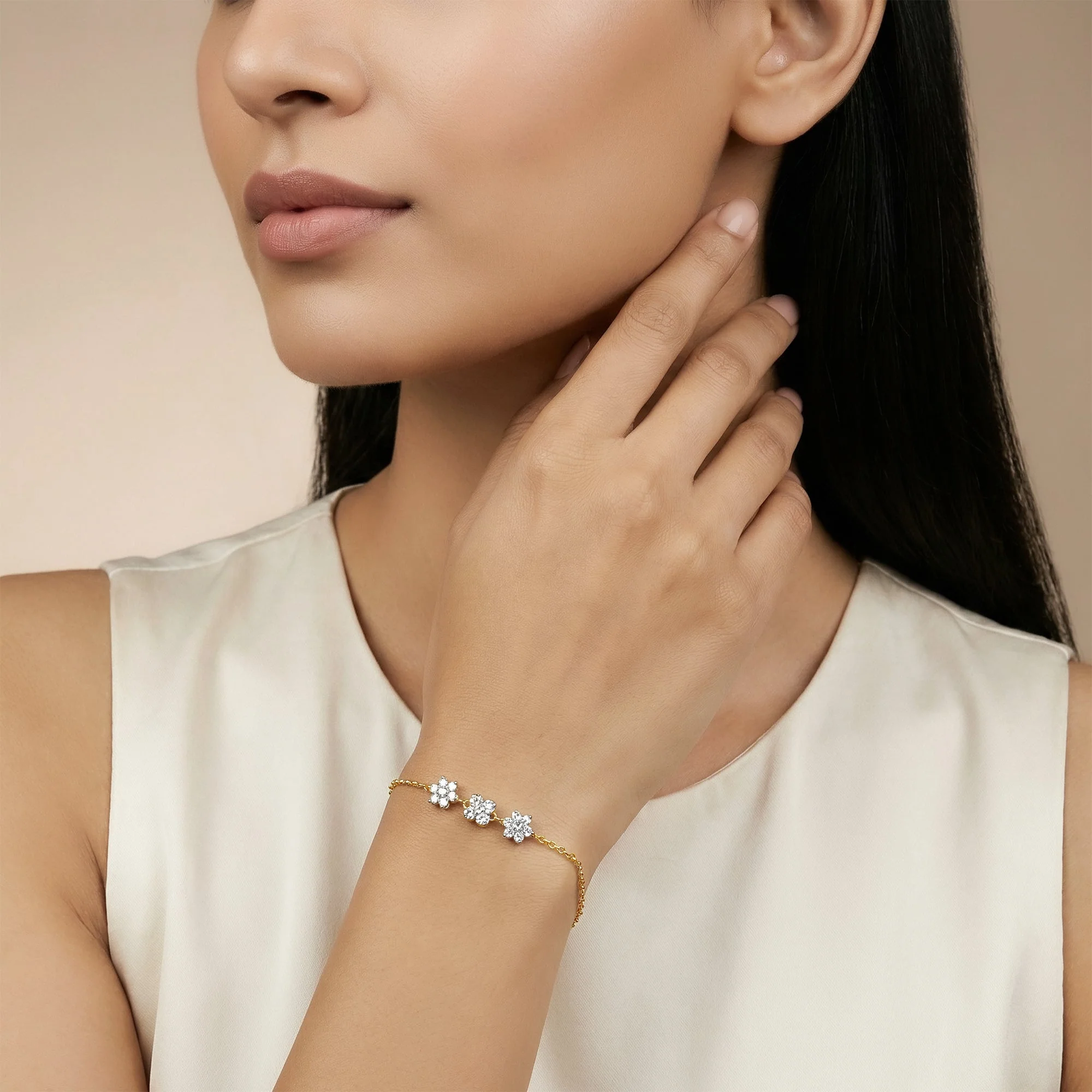 Gold Floret Lab Grown Diamond Bracelet - Image 3