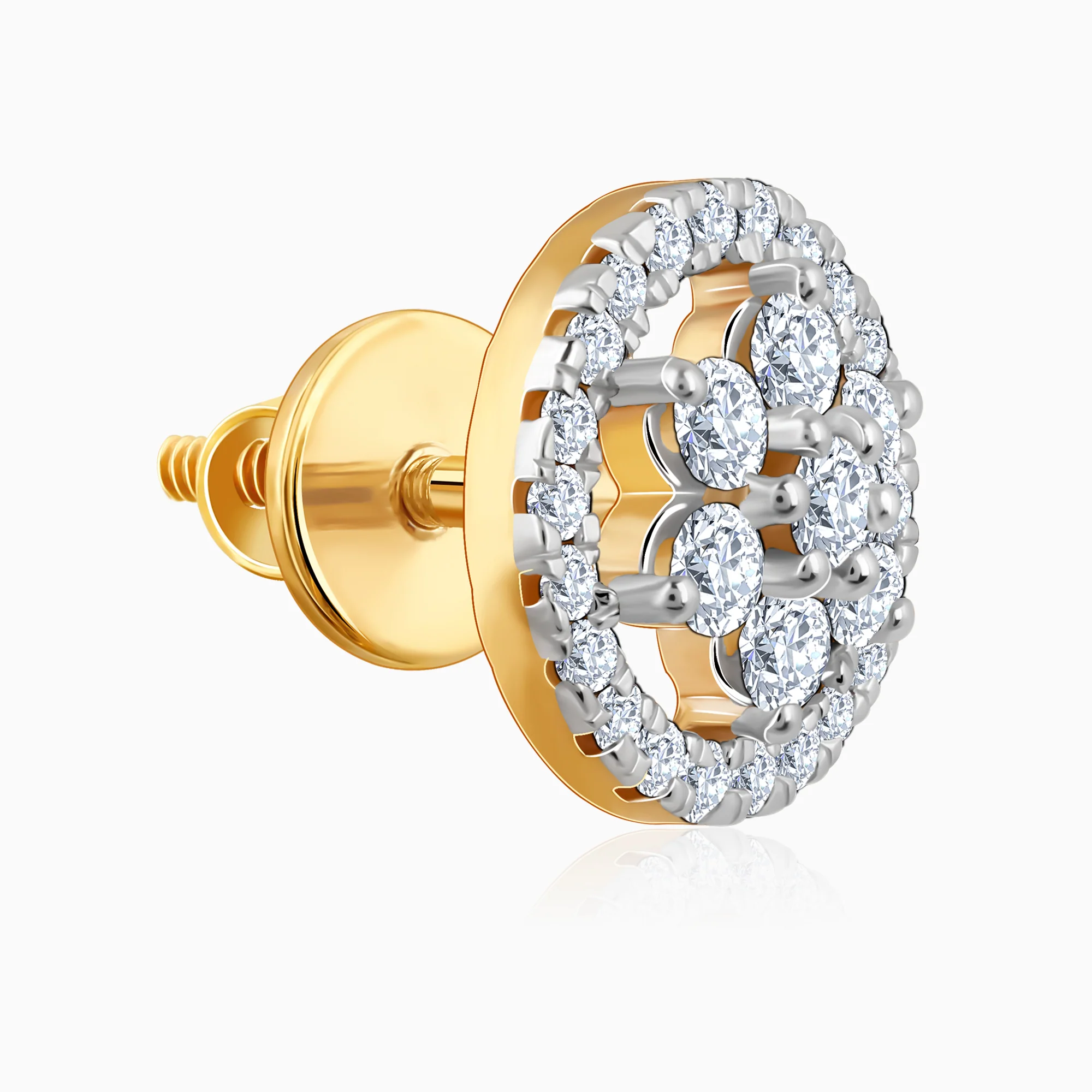 Gold Floret Solitaire Lab Grown Diamond Earrings - Image 4