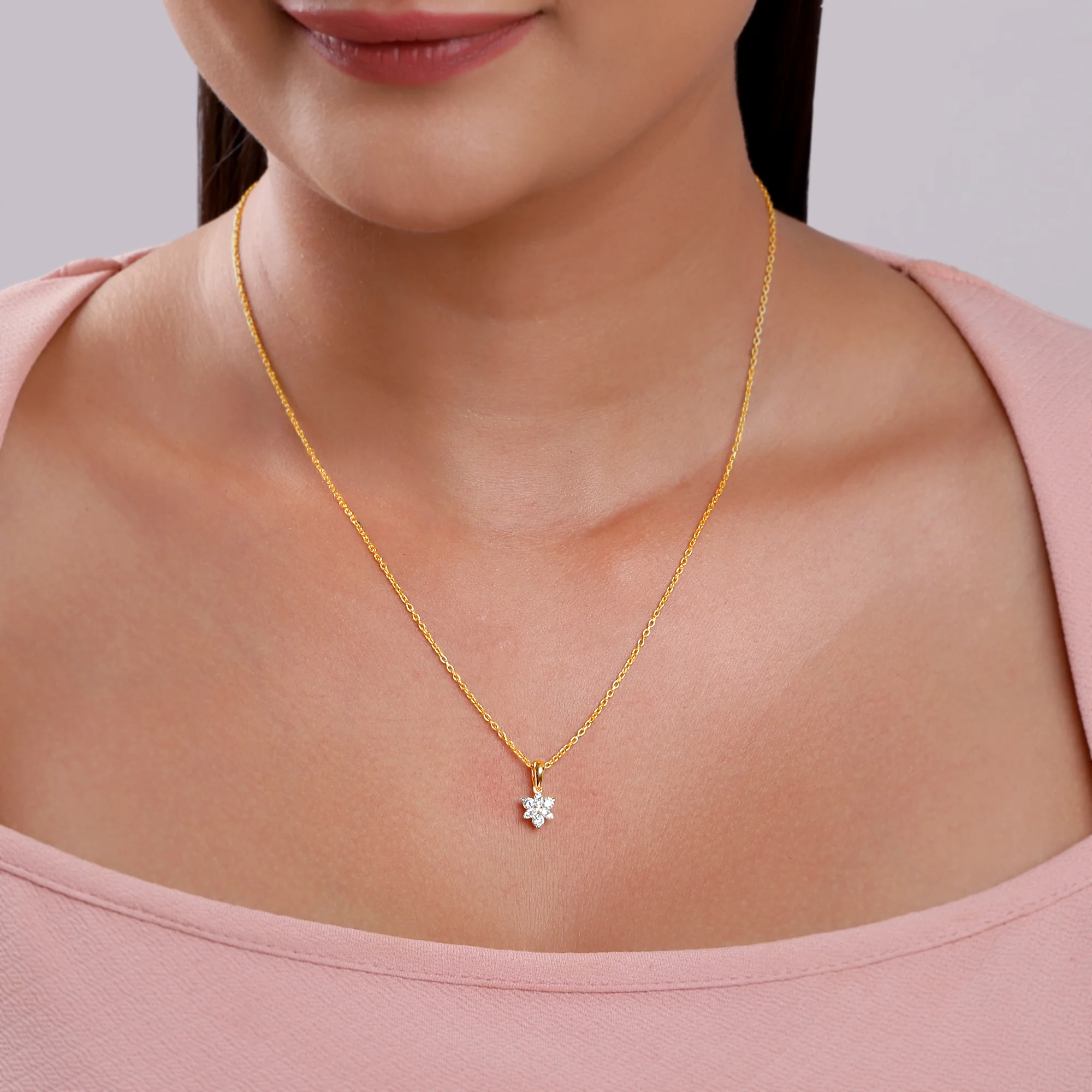 Gold Floretta Lab Grown Diamond Pendant - Image 3