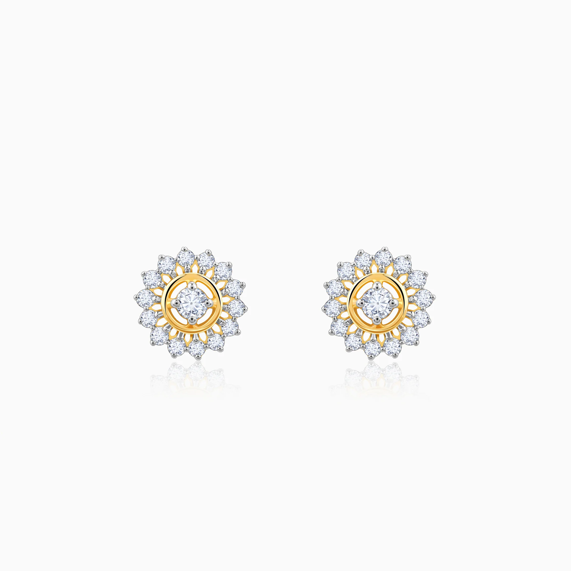 Gold Flower Power Lab Grown Diamond Stud Earrings