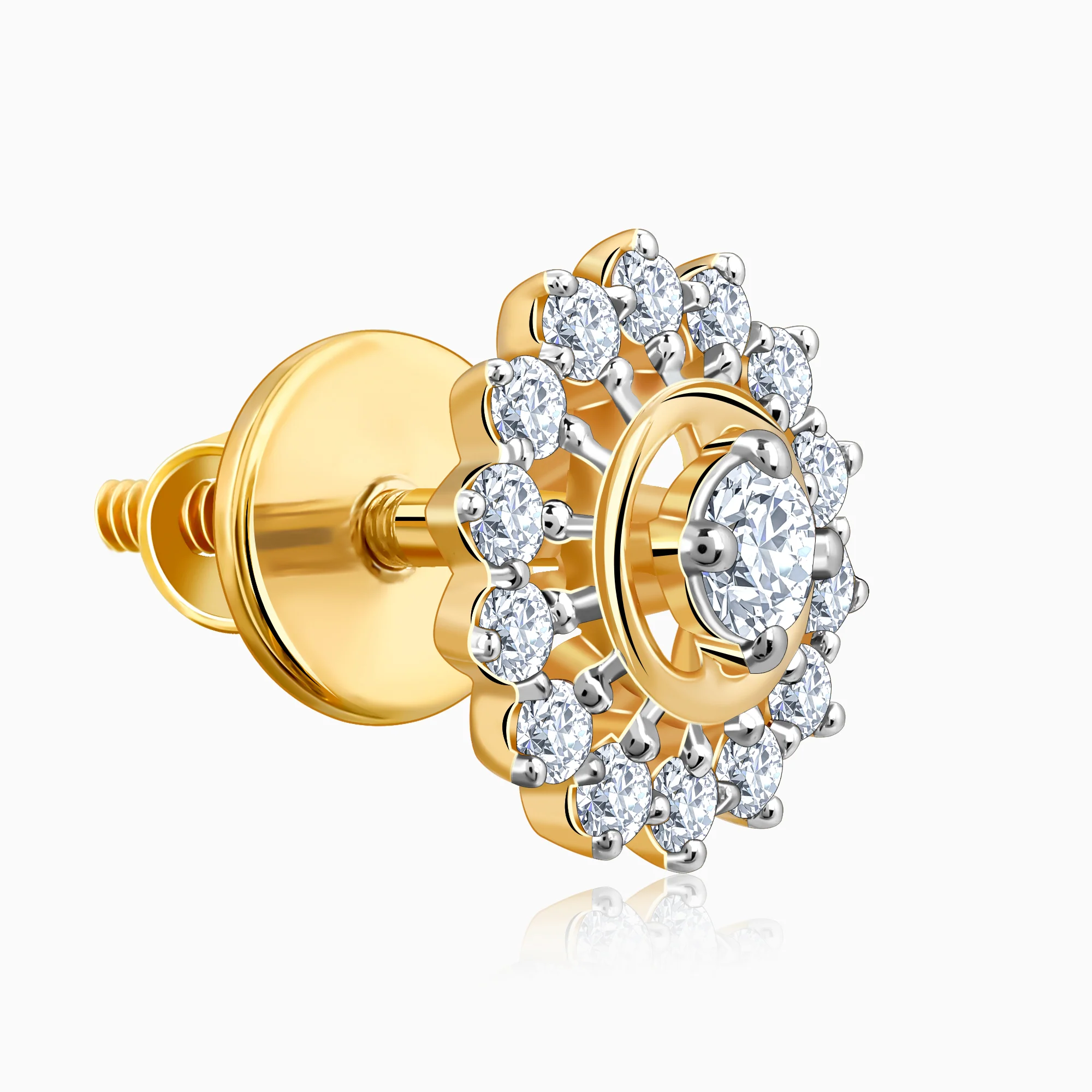 Gold Flower Power Lab Grown Diamond Stud Earrings - Image 4
