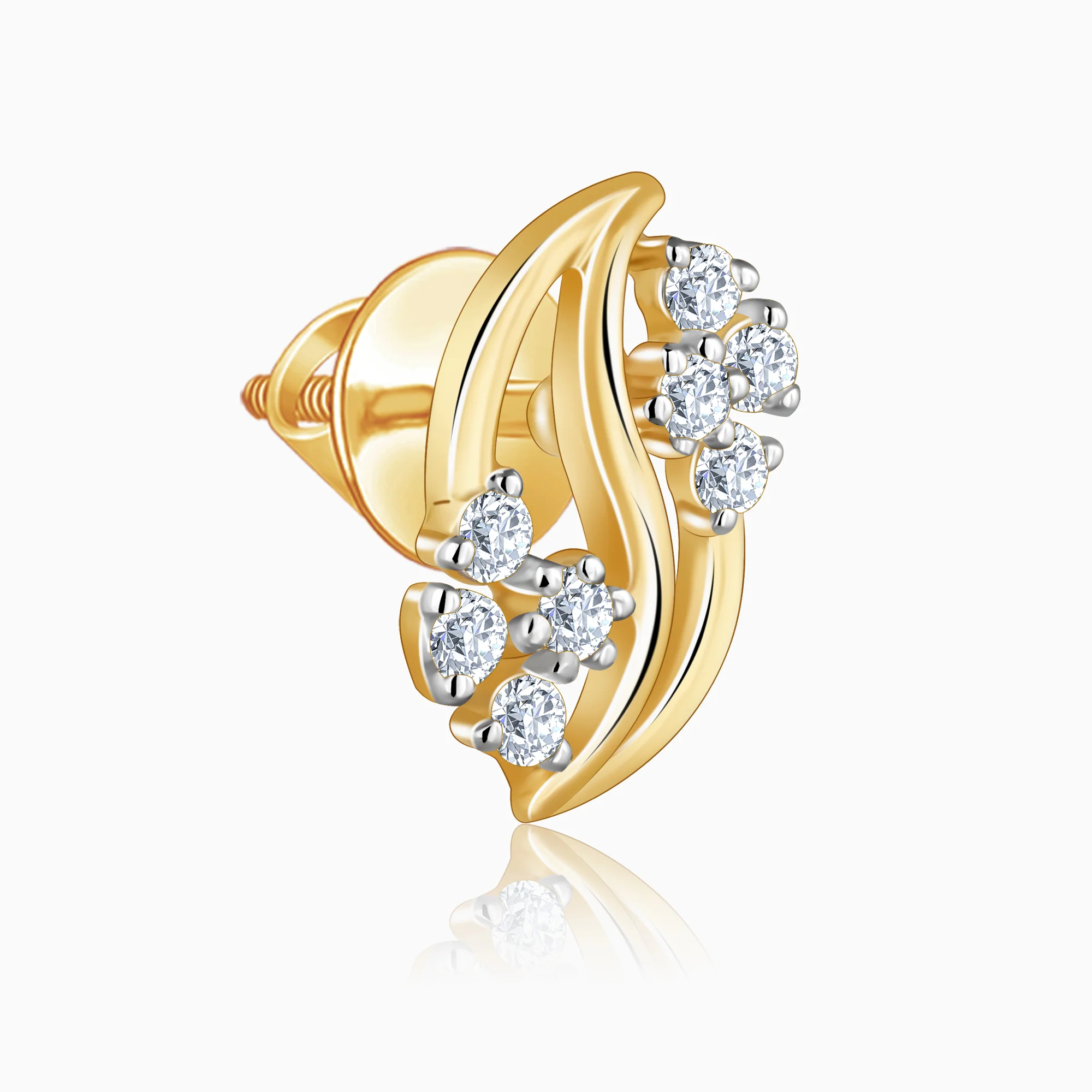Gold Flower Wave Lab Grown Diamond Earrings - Image 4