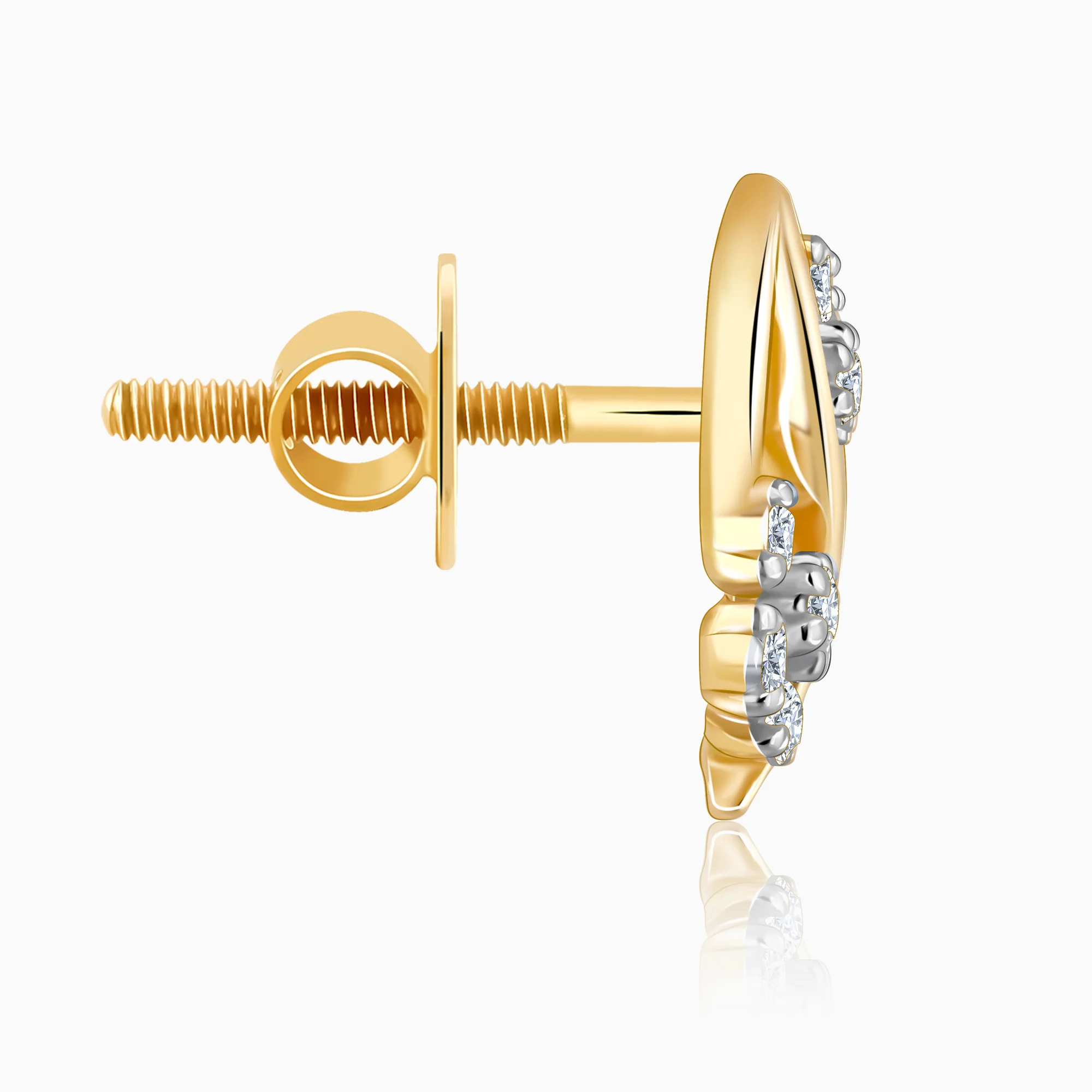 Gold Flower Wave Lab Grown Diamond Earrings - Image 5