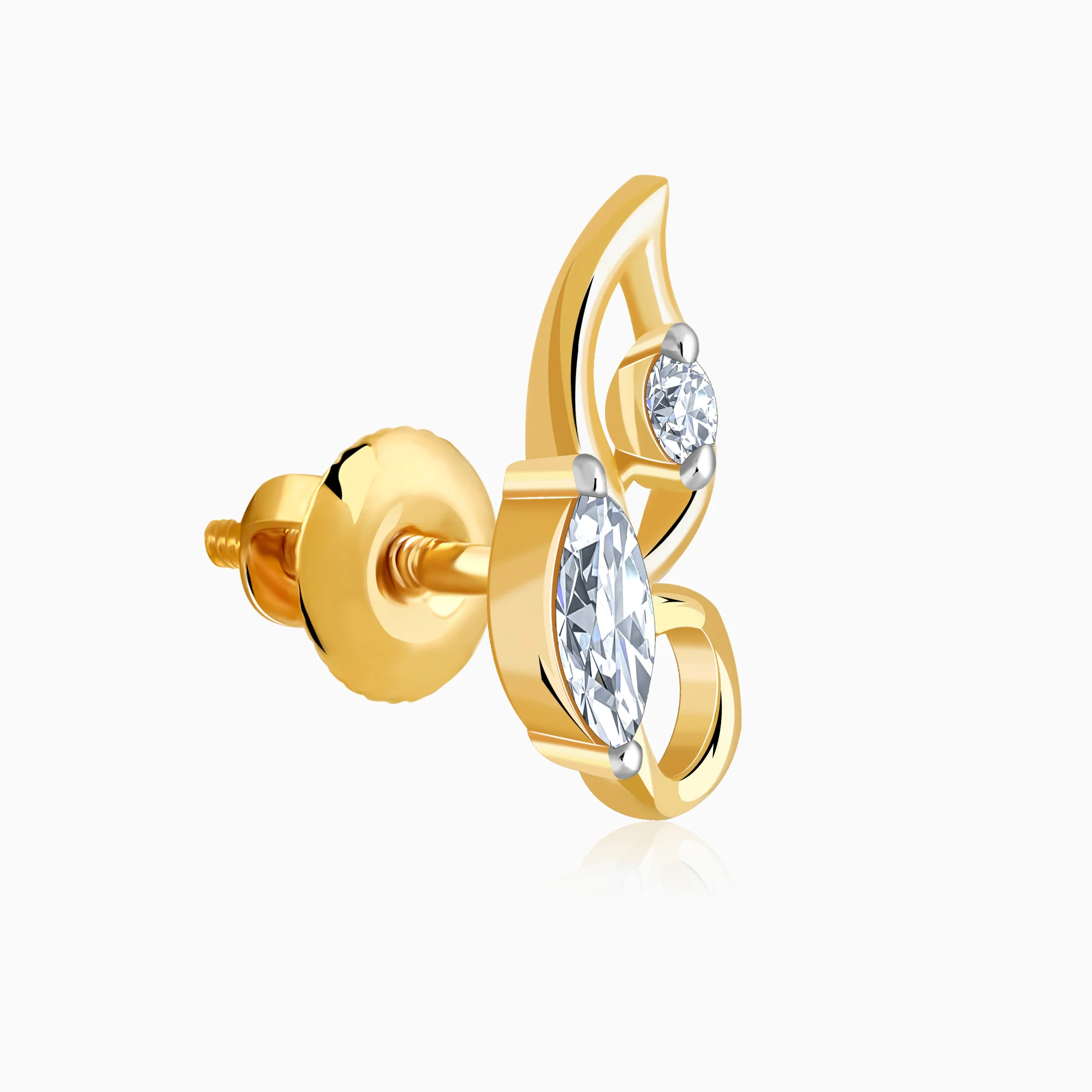 Gold Flutter Lab Grown Diamond Stud Earrings - Image 4