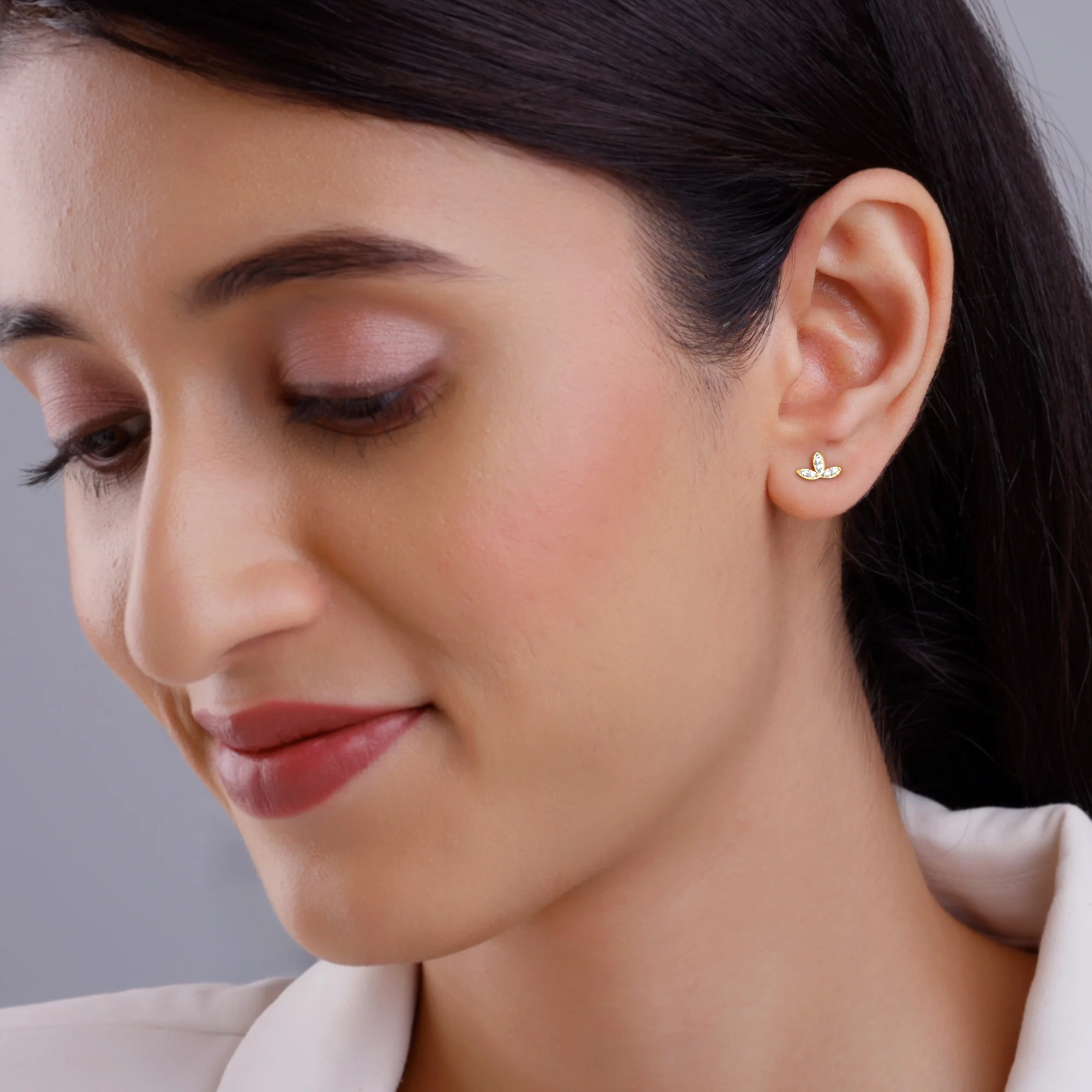 Gold Folio Diamond Earrings - Image 3