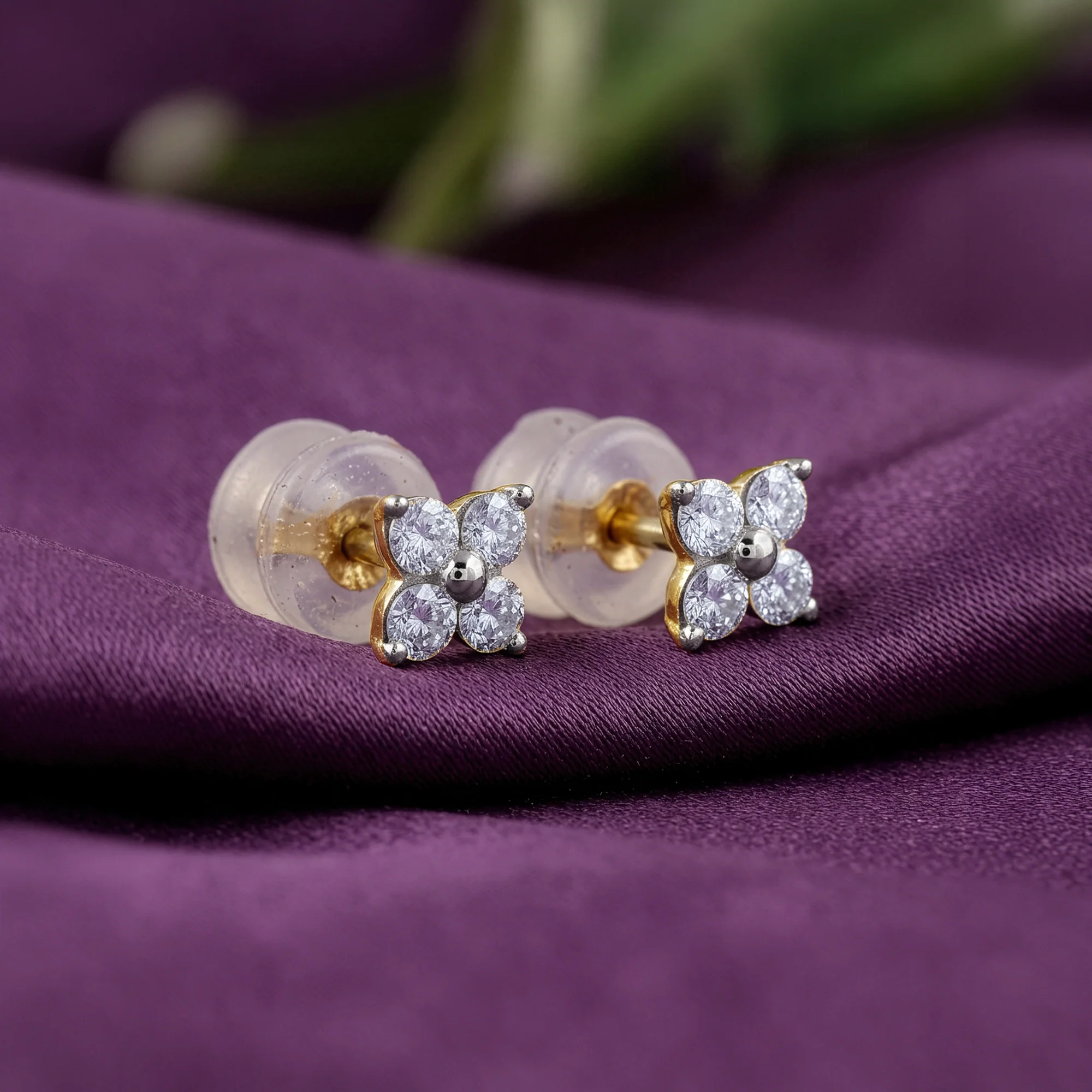 Gold Fresh Bloom Lab Grown Diamond Earrings - Image 2