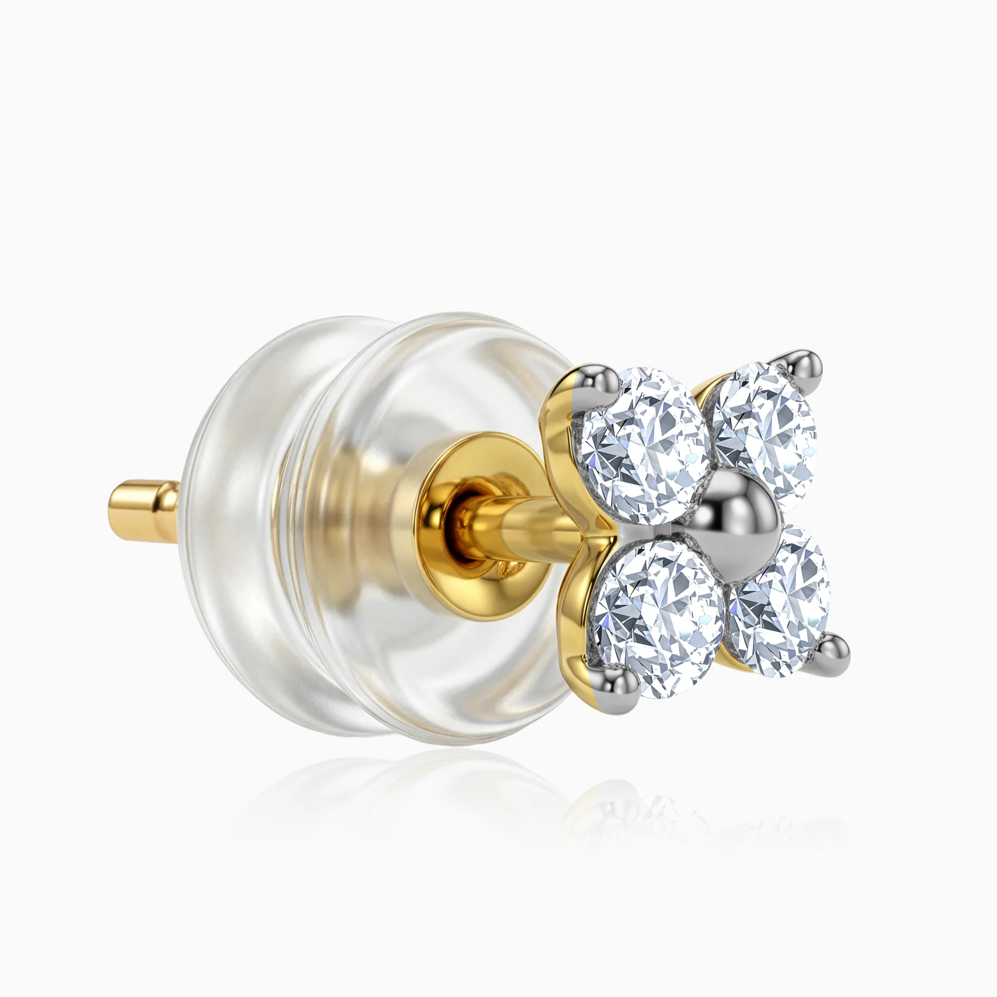 Gold Fresh Bloom Lab Grown Diamond Earrings - Image 4