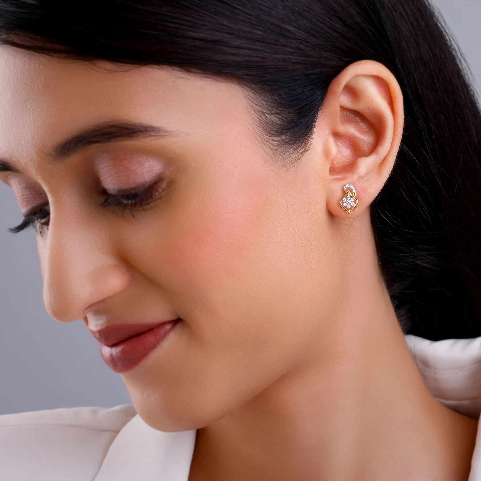 Gold Frostshell Lab Grown Diamond Earrings - Image 3