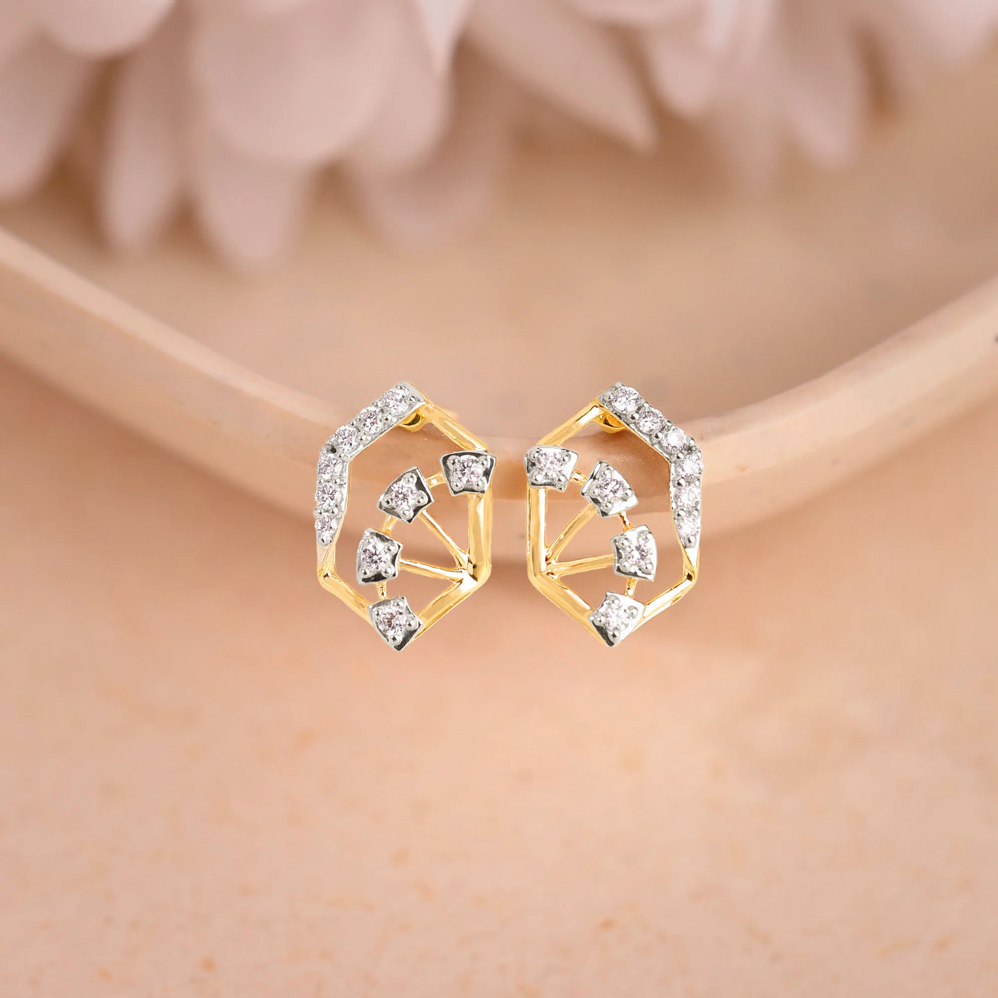 Gold Gilded Dew Lab Grown Diamond Stud Earrings - Image 2
