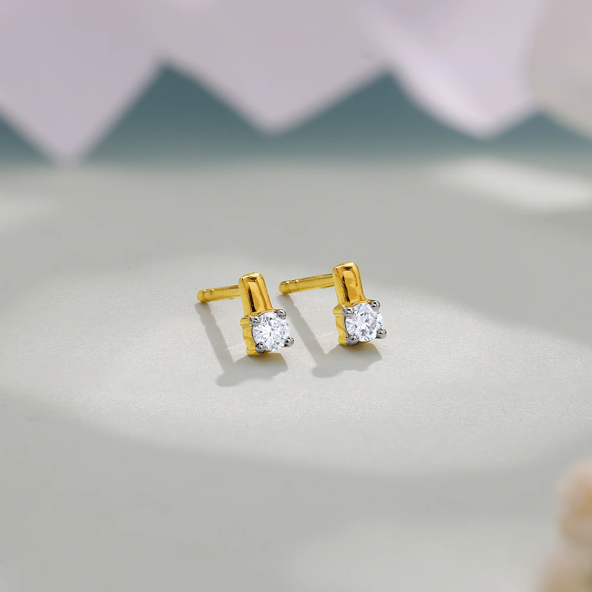 Gold Gleam Lab Grown Diamond Solitaire Studs - Image 2