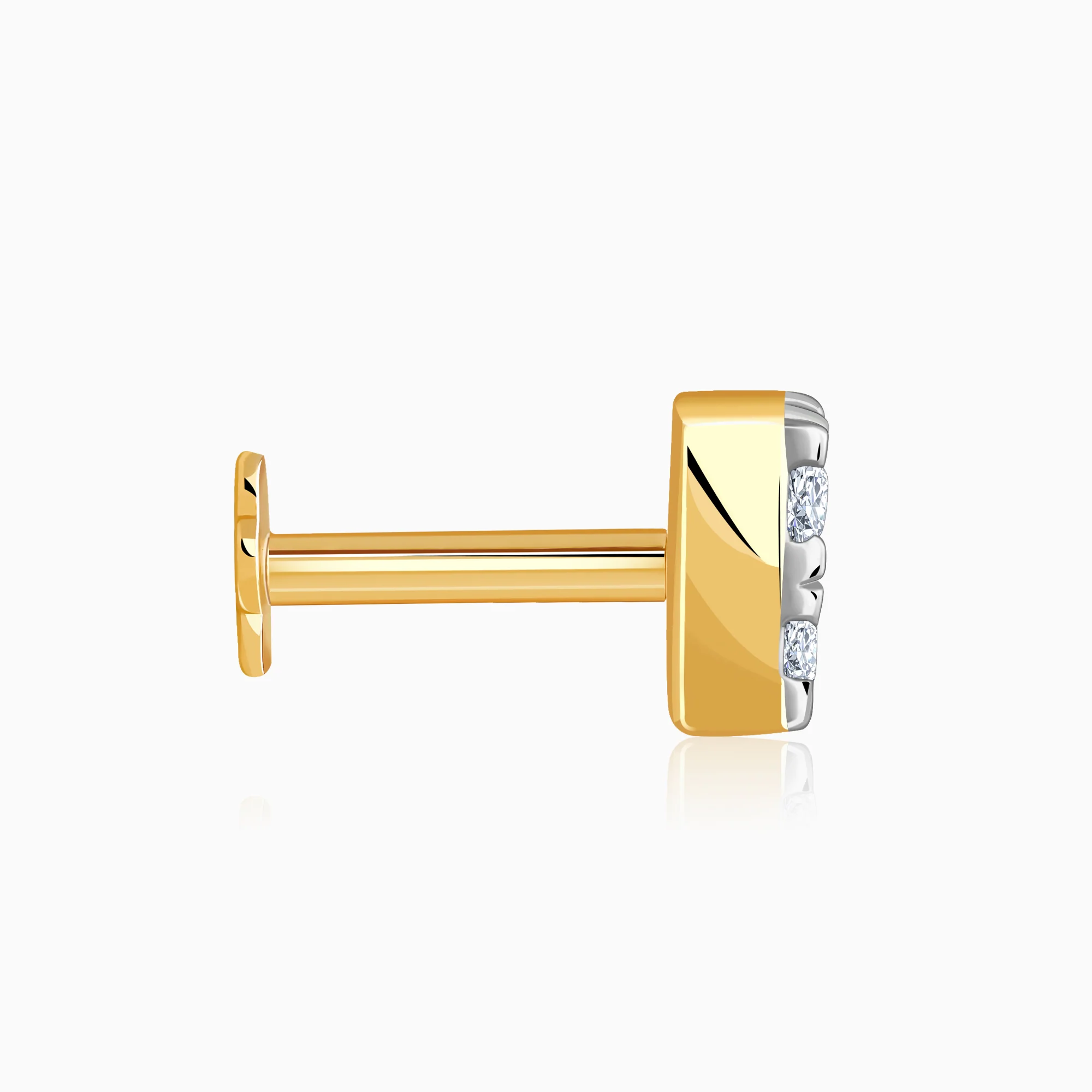 Gold Glittering Cube Lab Grown Diamond Nose Pin - Image 5