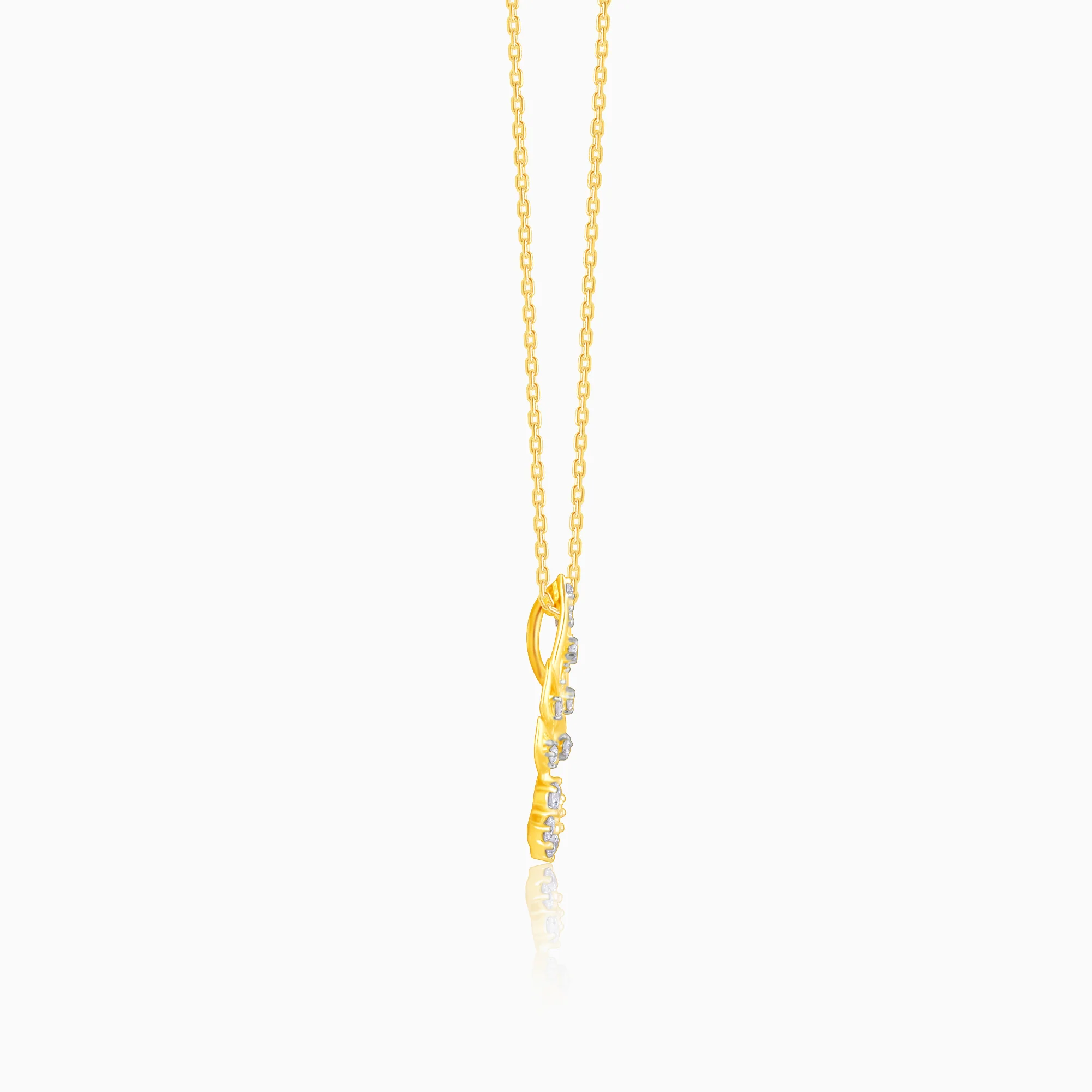 Gold Graceful Leaf Diamond Pendant - Image 4
