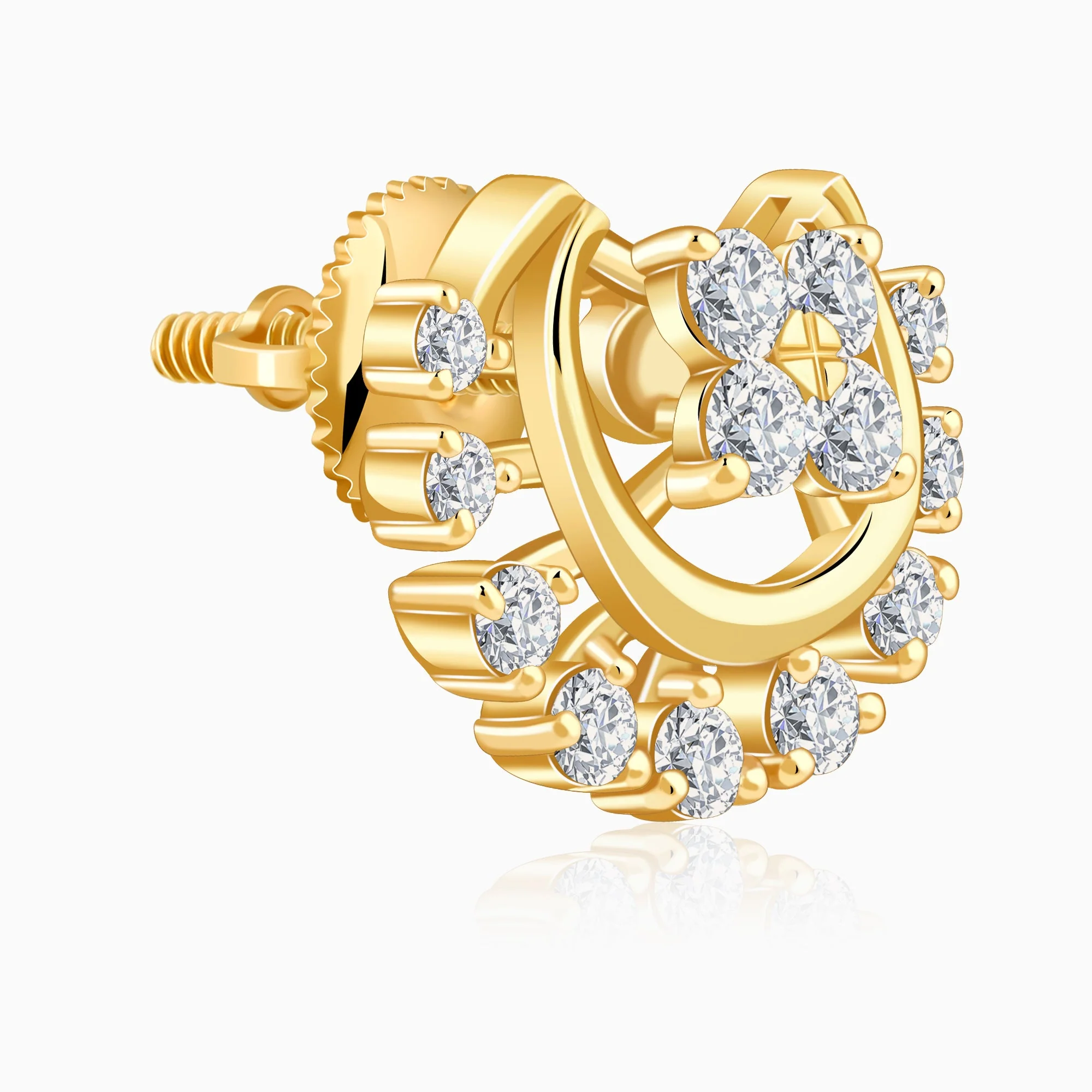 Gold Half Moon Lab Grown Diamond Studs - Image 4