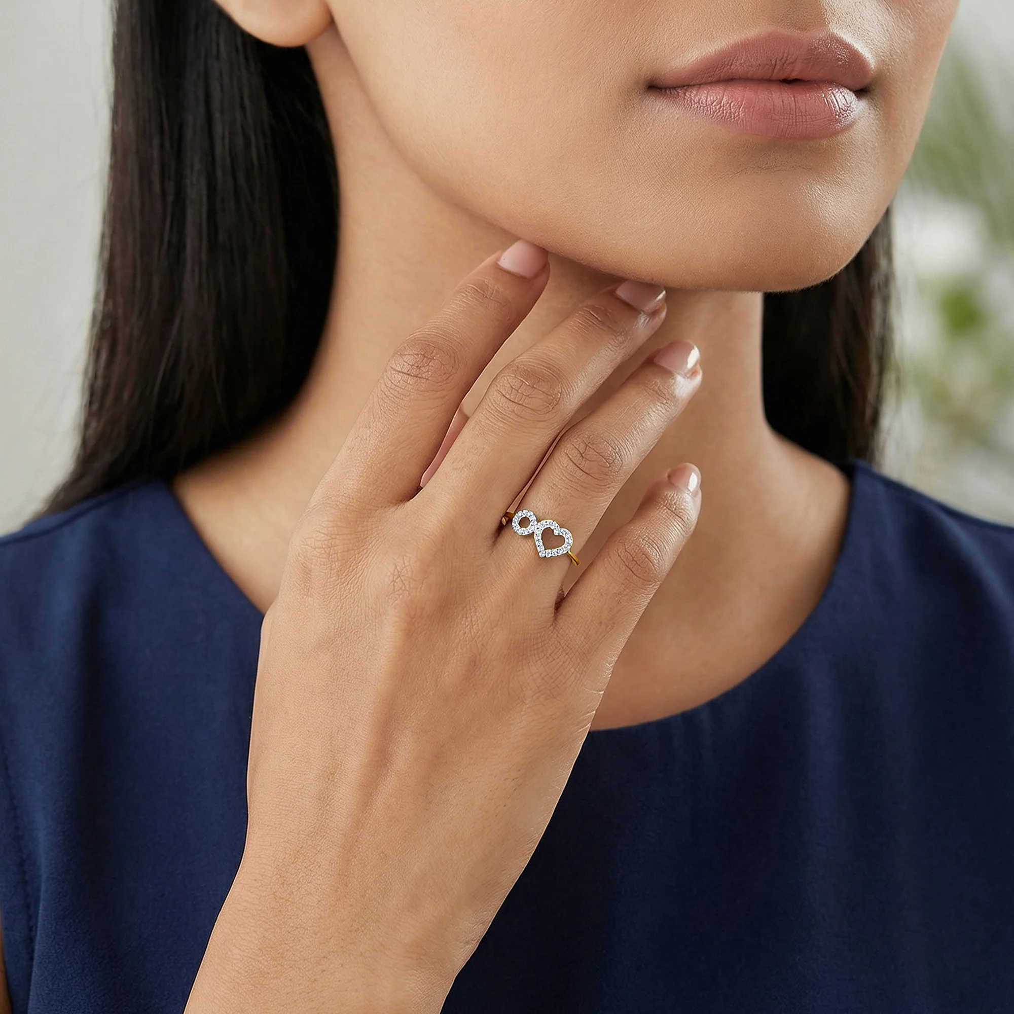 Gold Heart And Halo Lab Grown Diamond Ring (Size 12) - Image 3