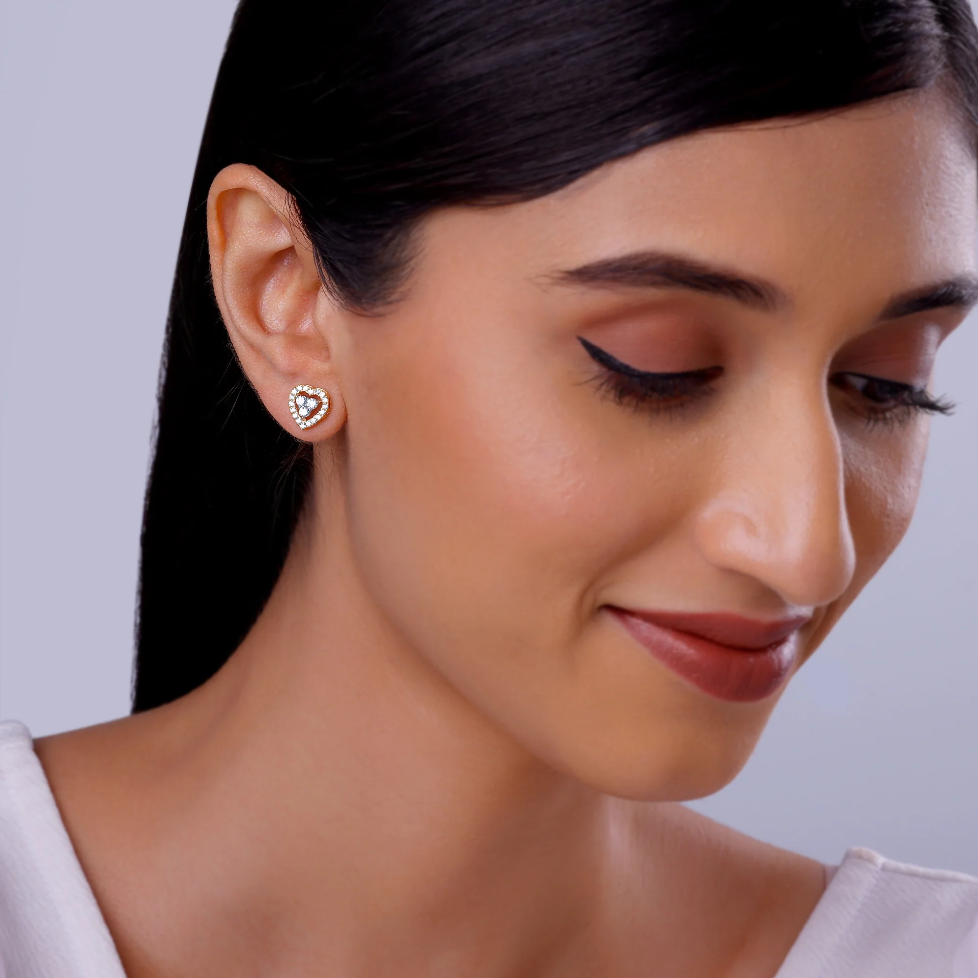 Gold Heartlet Diamond Earrings - Image 3