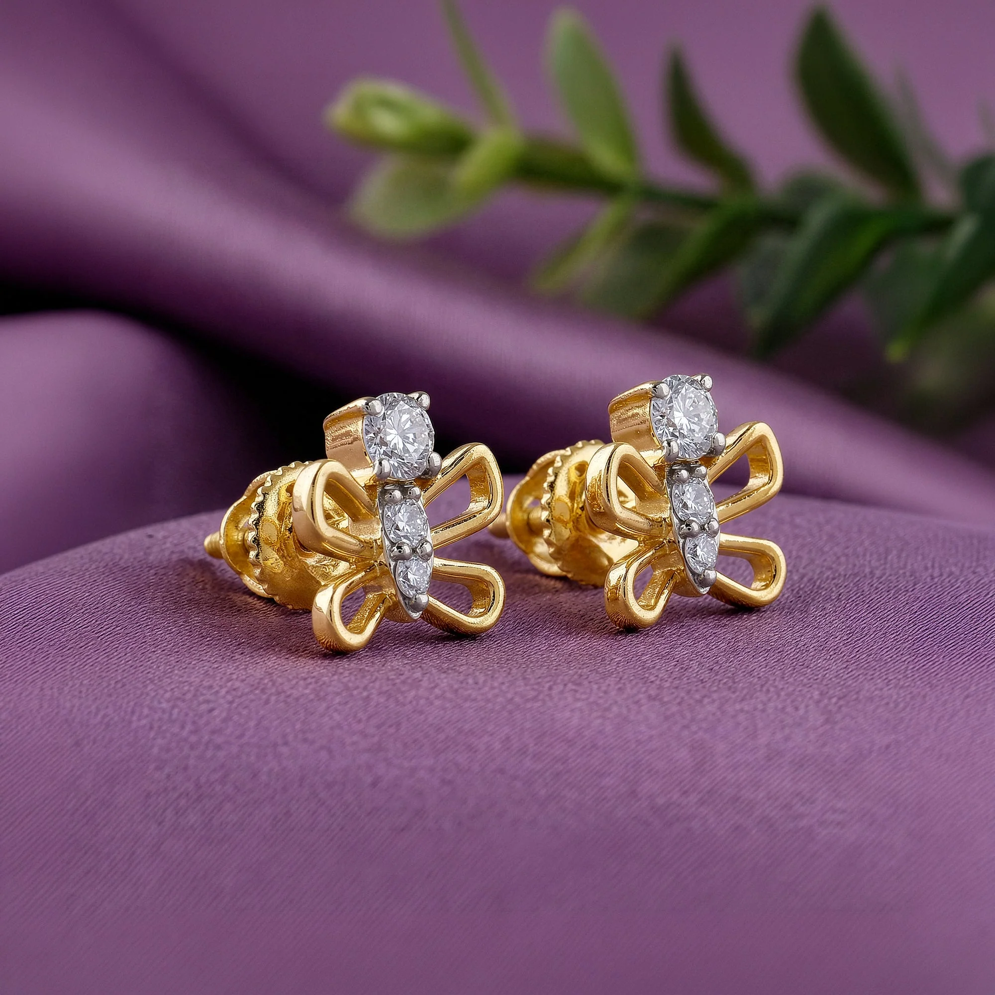 Gold Hedylidae Lab Grown Diamond Earrings - Image 2