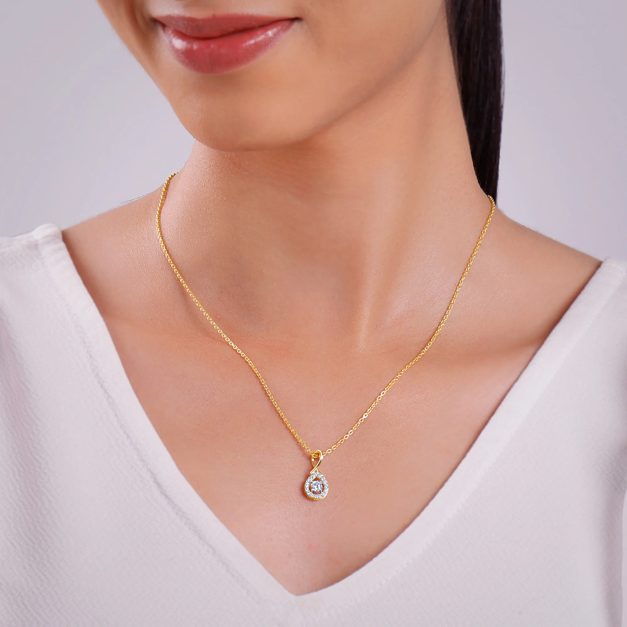 Gold Infinite Drop Lab Grown Diamond Pendant - Image 3