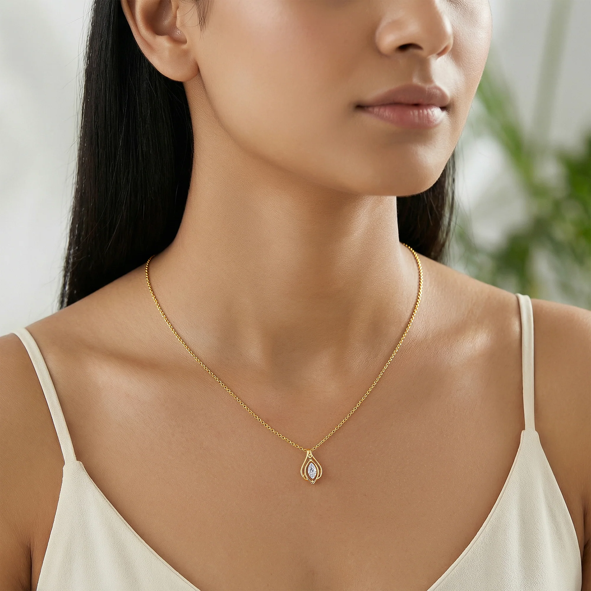 Gold Lattice Light Lab Grown Diamond Pendant - Image 3