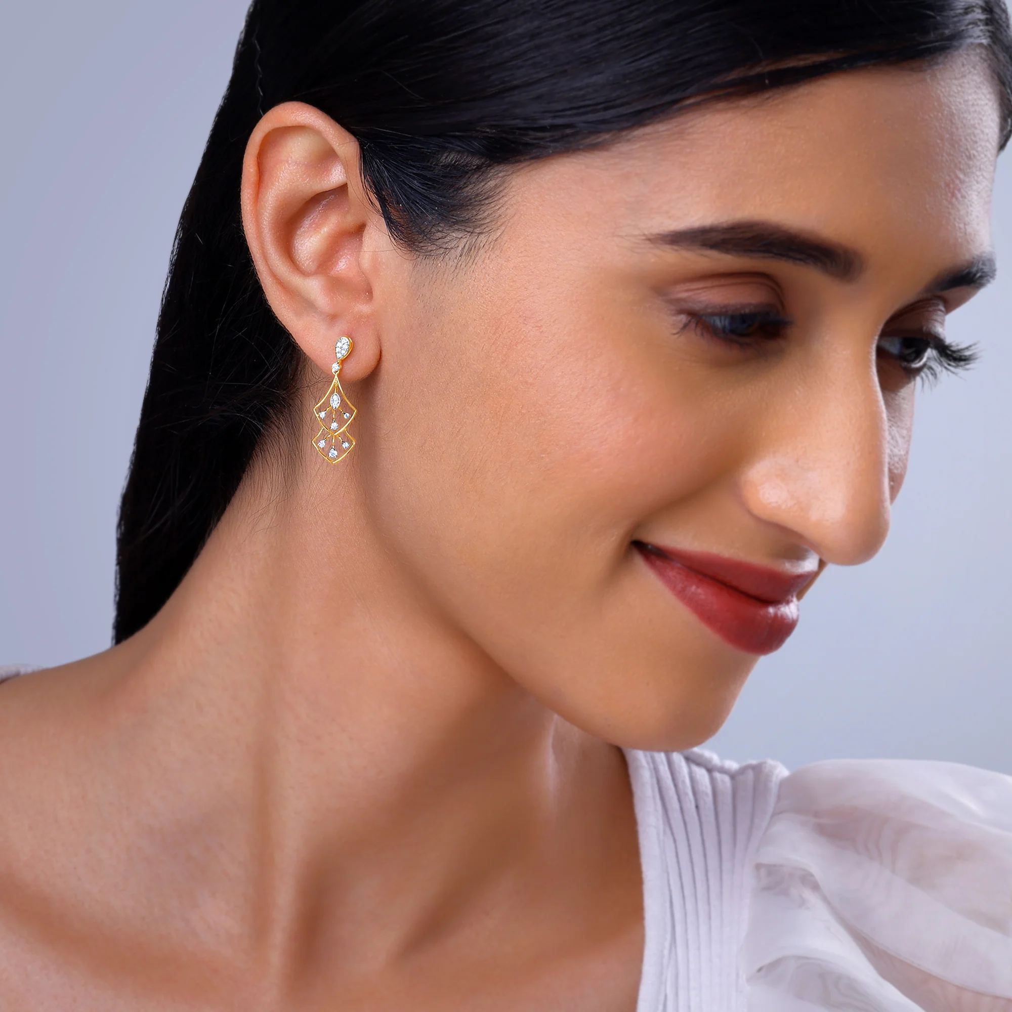 Gold Layered Luxe Lab Grown Diamond Earrings - Image 3