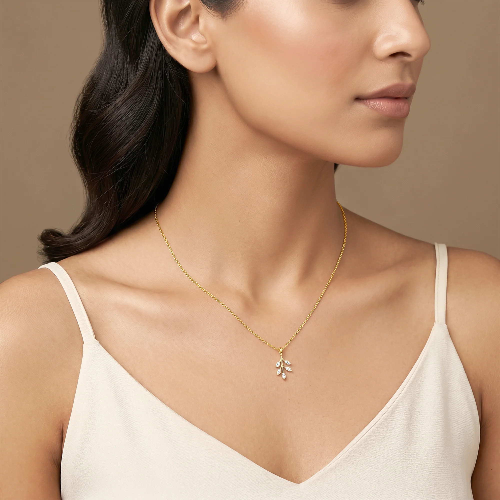 Gold Leaf Bliss Lab Grown Diamond Pendant - Image 3