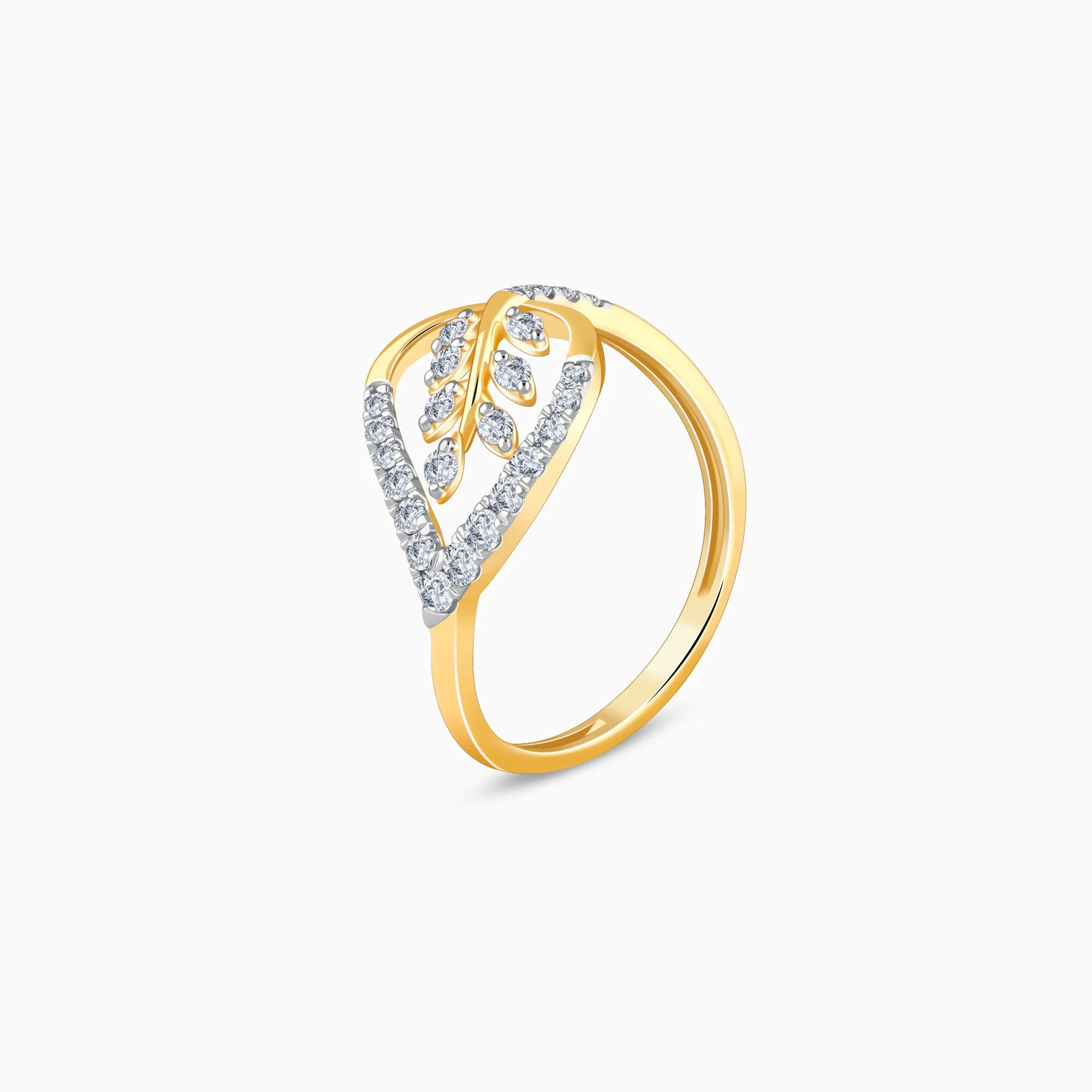 Gold Leaf in Luxury Lab Grown Diamond Ring - Image 4