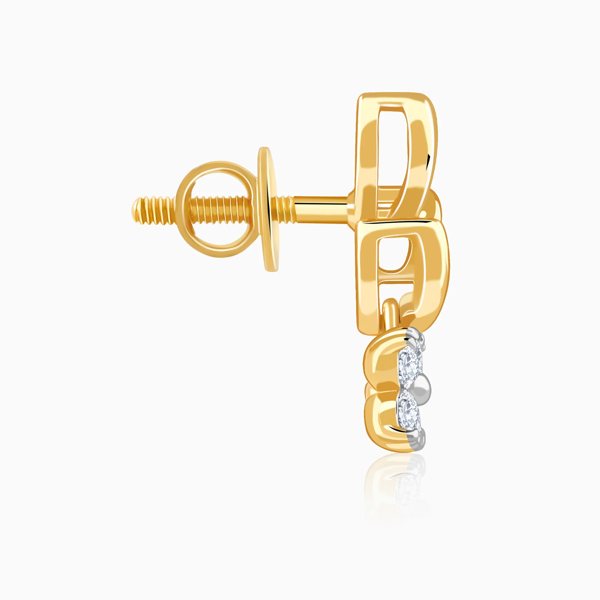 Gold Leaflight Charm Lab Grown Diamond Earrings - Image 5