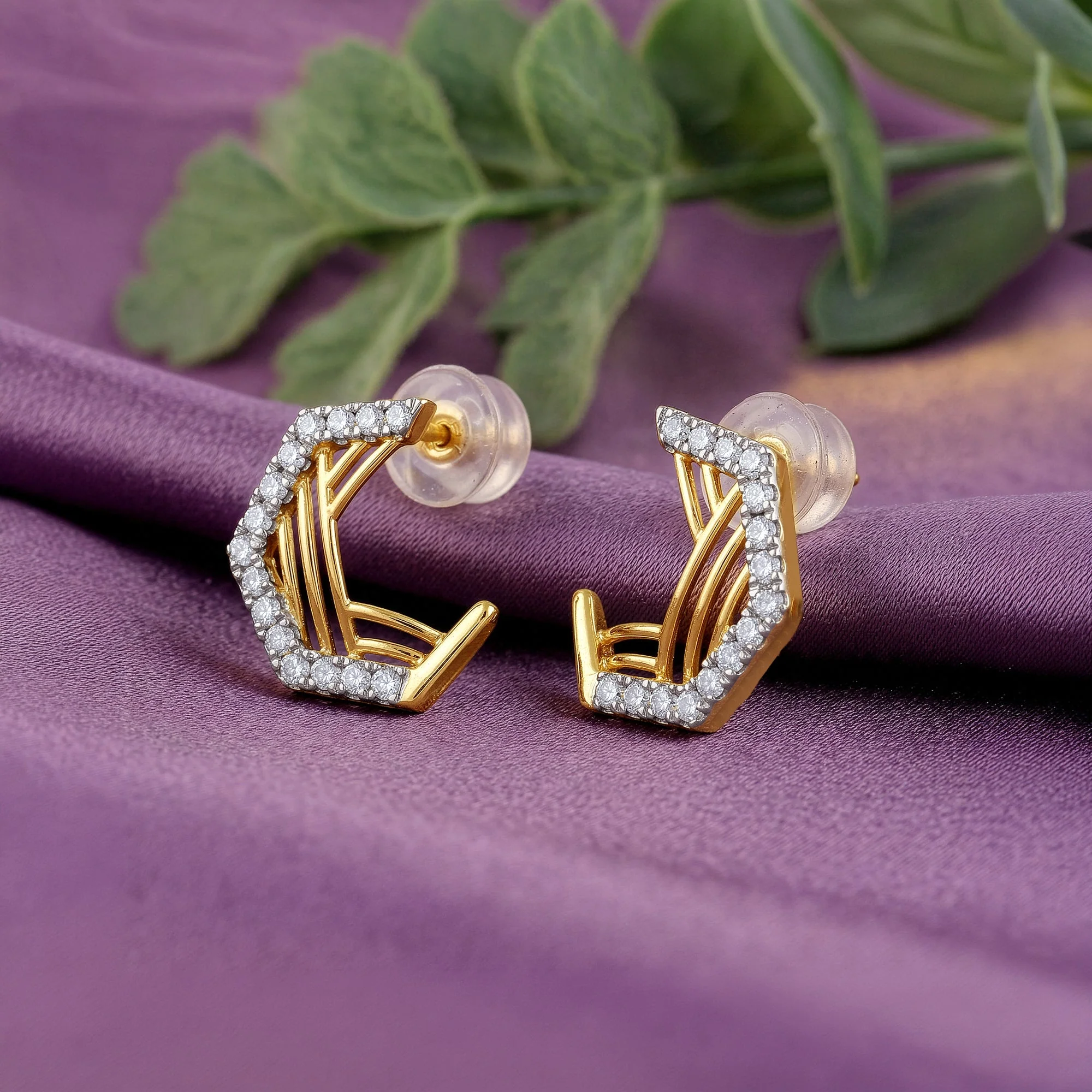 Gold Leoni Lab Grown Diamond Earrings - Image 2
