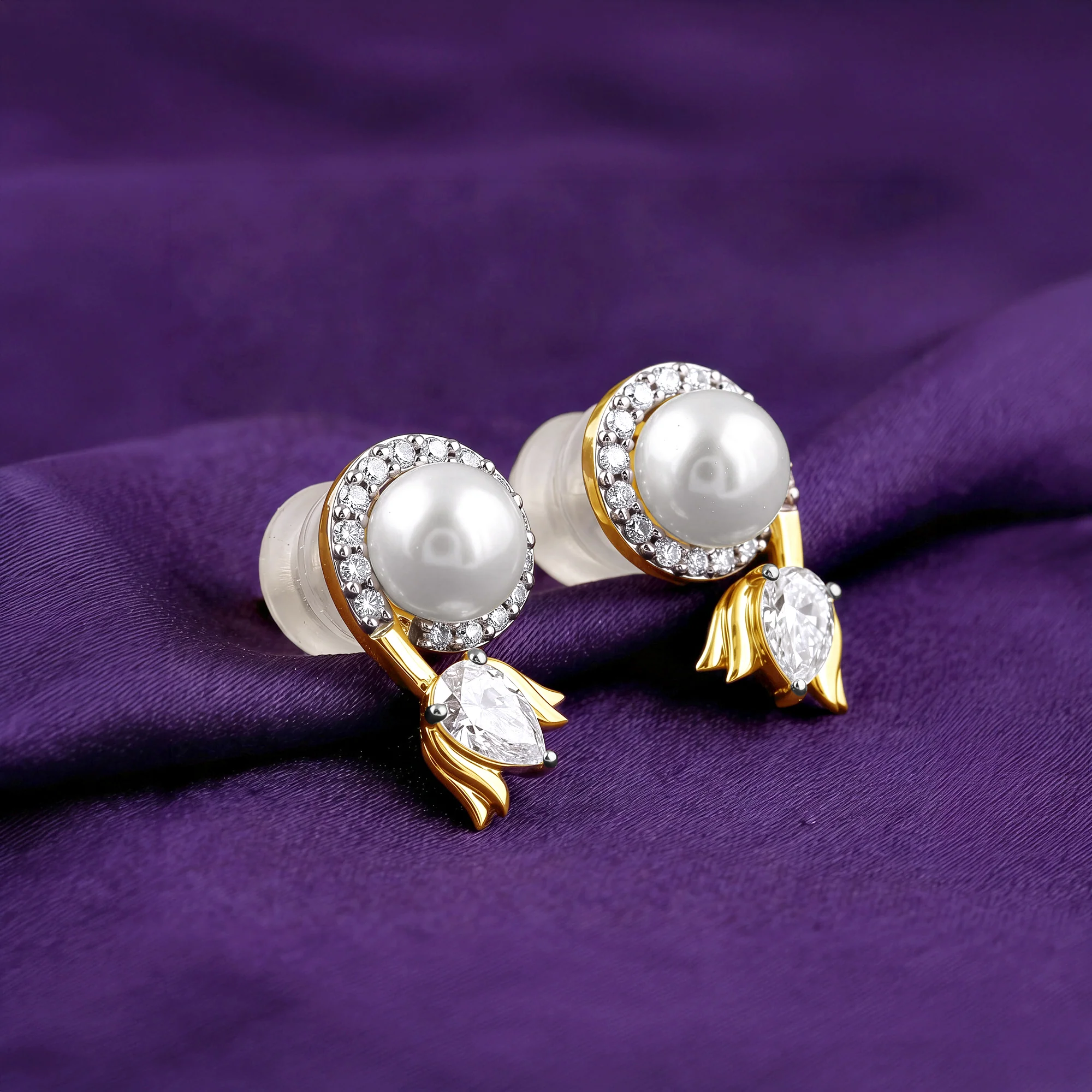 Gold Lotus Within Lab Grown Diamond Earrings - Image 2